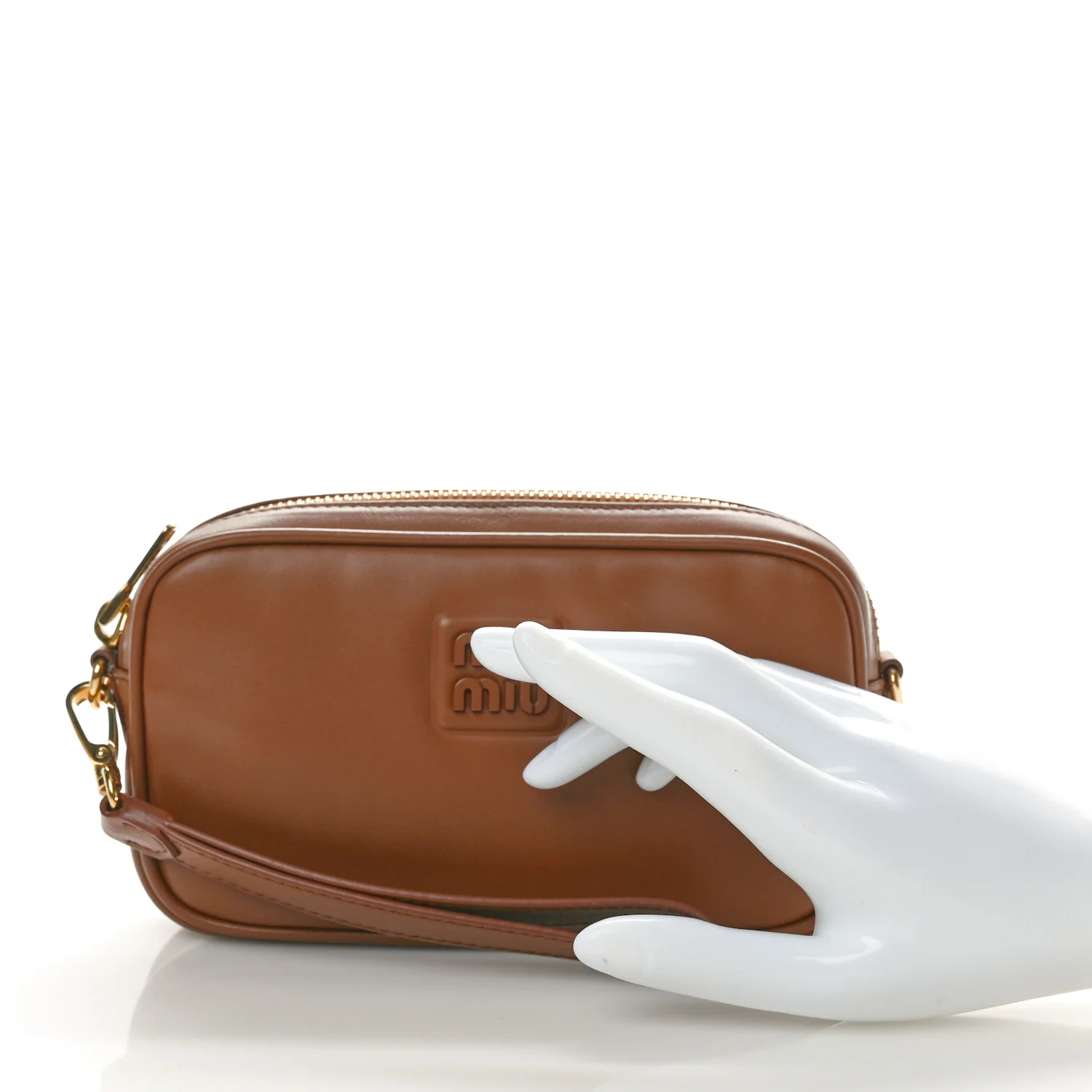 Nappa Arcadie Zipped Clutch Cognac