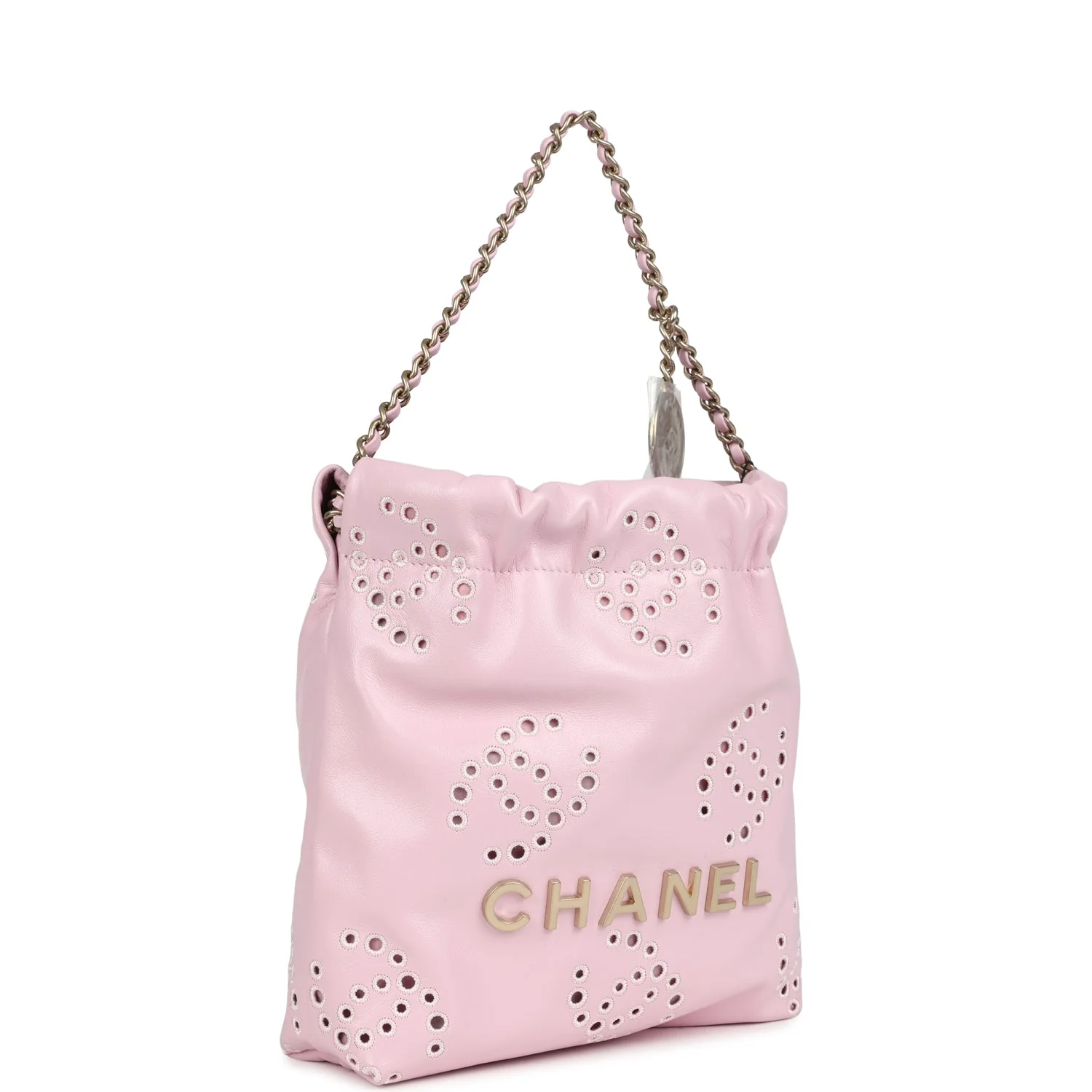 Mini 22 Bag Pink Shiny Calfskin Brushed Gold Hardware