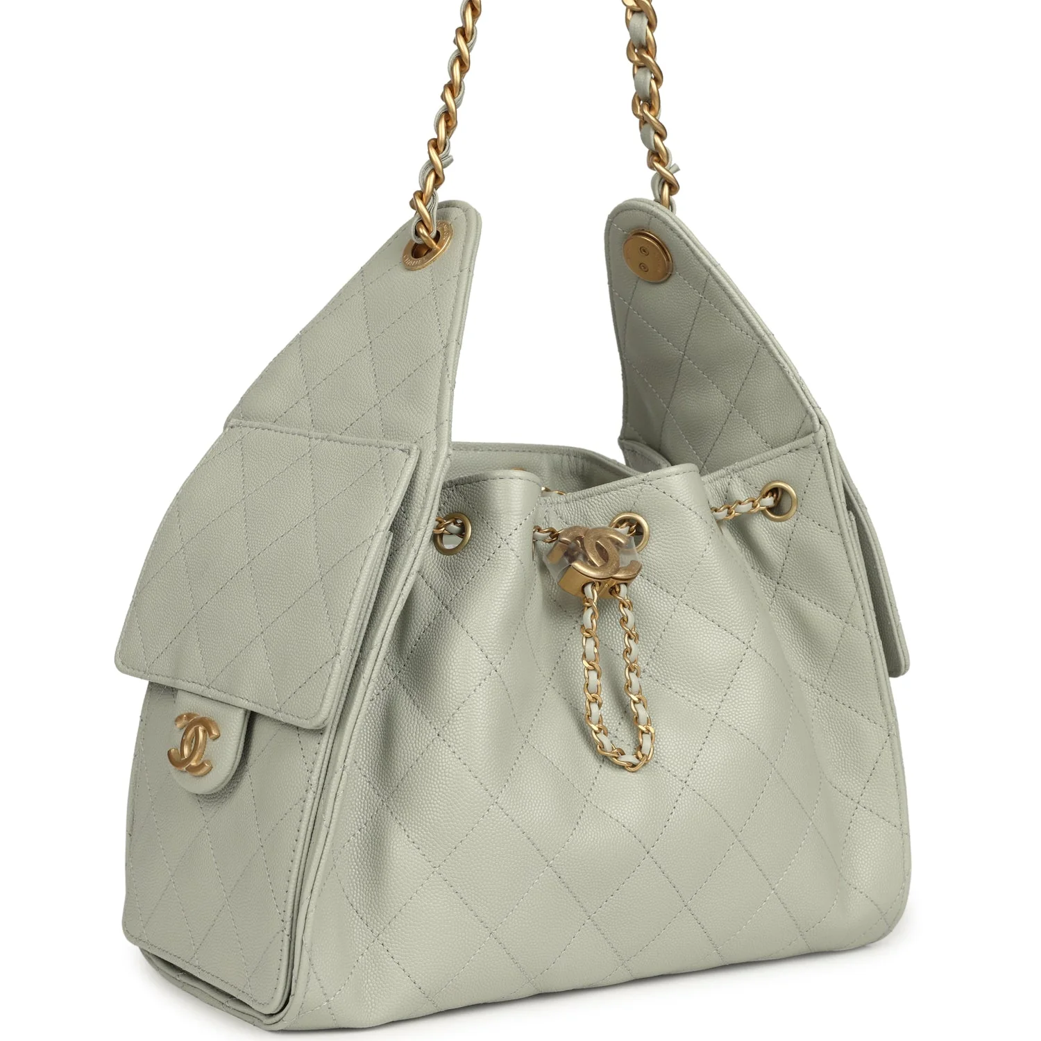 Small 25 Hobo Bag Light Green Caviar Antique Gold Hardware