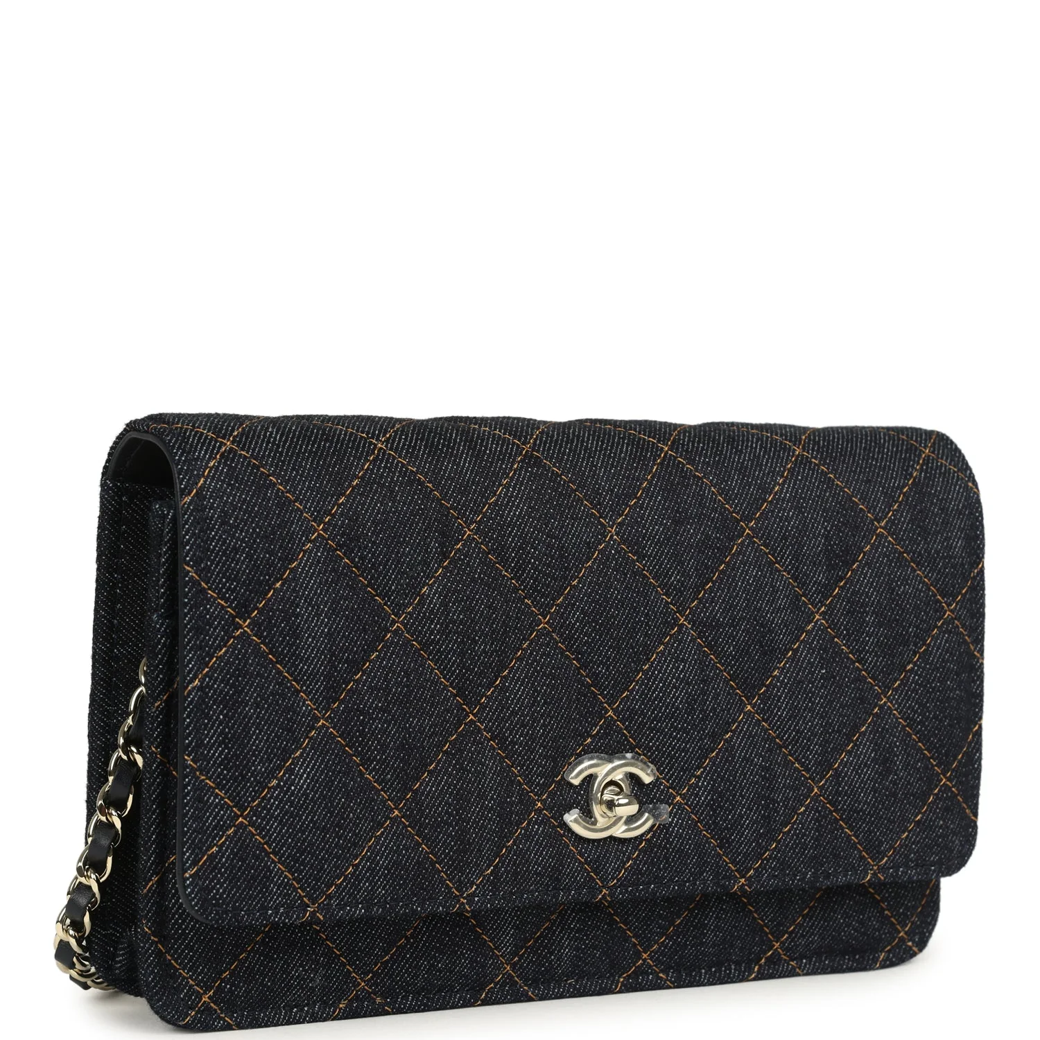 Wallet On Chain WOC Dark Blue Denim Light Gold Hardware