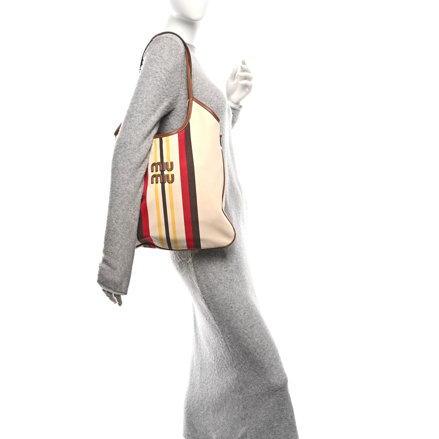 Canvas Calfskin Striped Ivy Naturale Moro