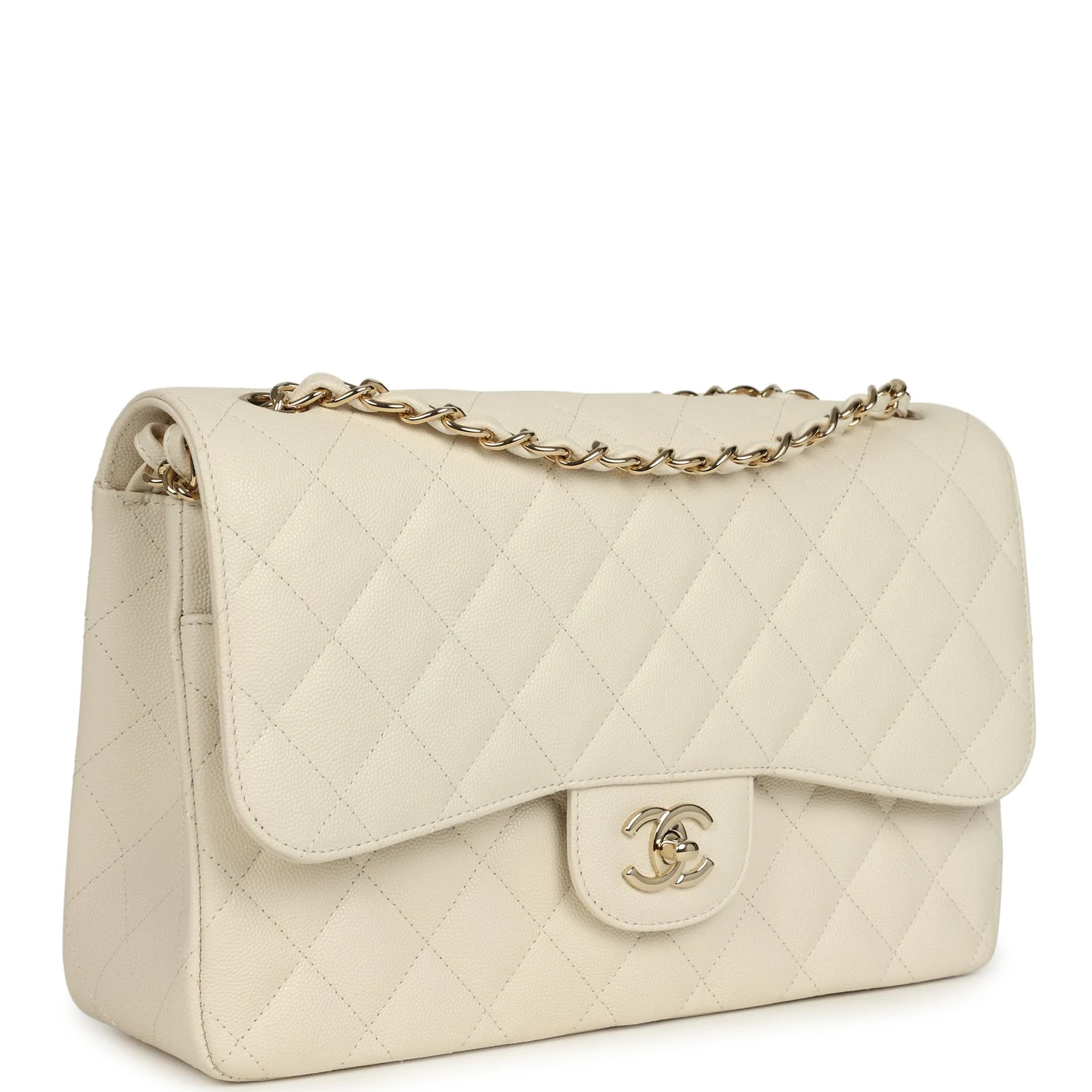 Jumbo Classic Double Flap Bag Cream Caviar Gold Hardware