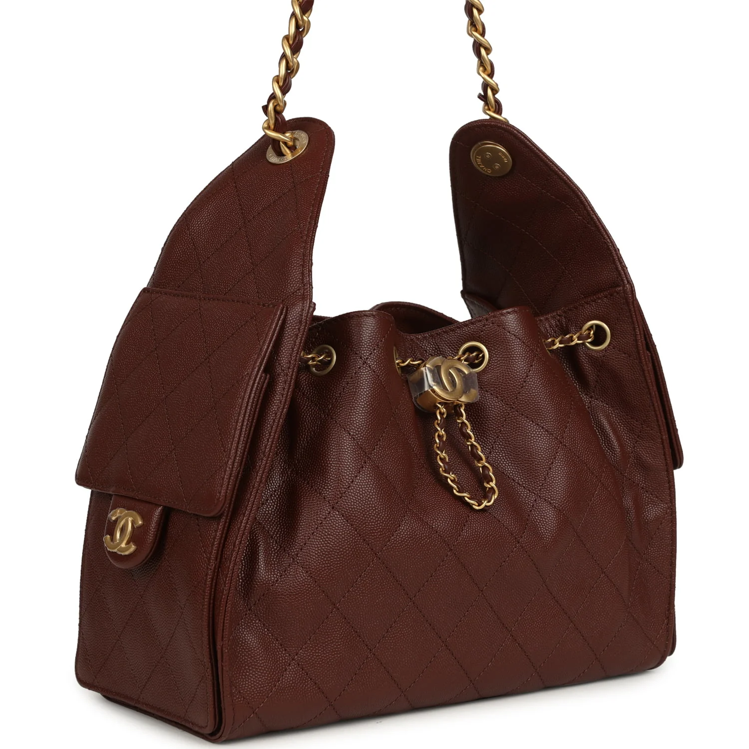 Small 25 Hobo Bag Brown Caviar Antique Gold Hardware