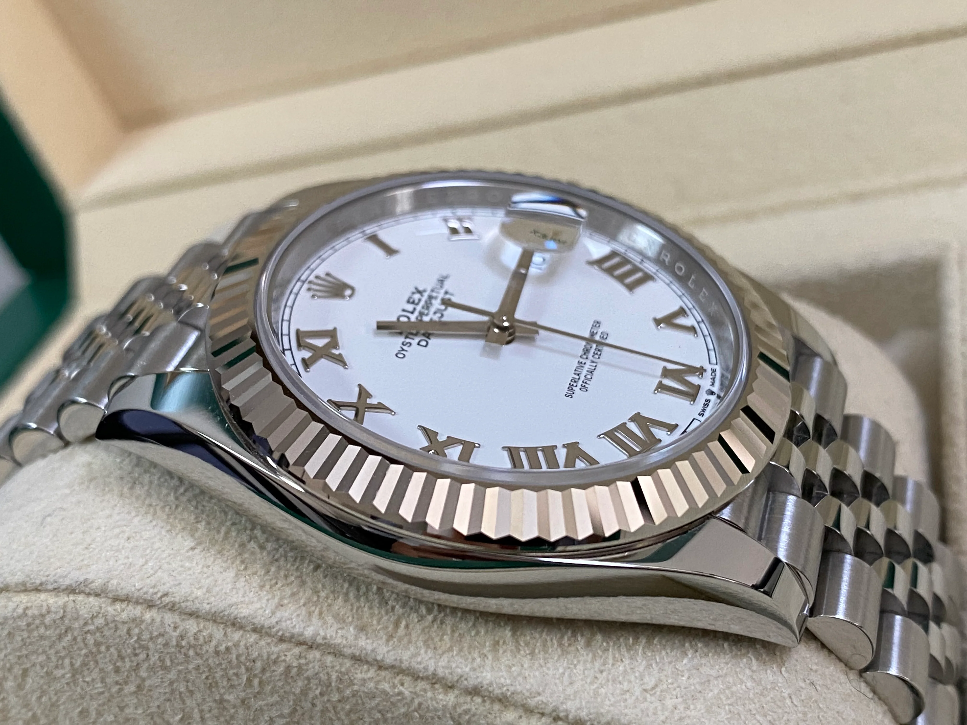 Rolex Steel  and White Gold Datejust 41 - 2024 - Fluted Bezel - White Roman Dial - Jubilee Bracelet - 126334 *COMPLETE SET*