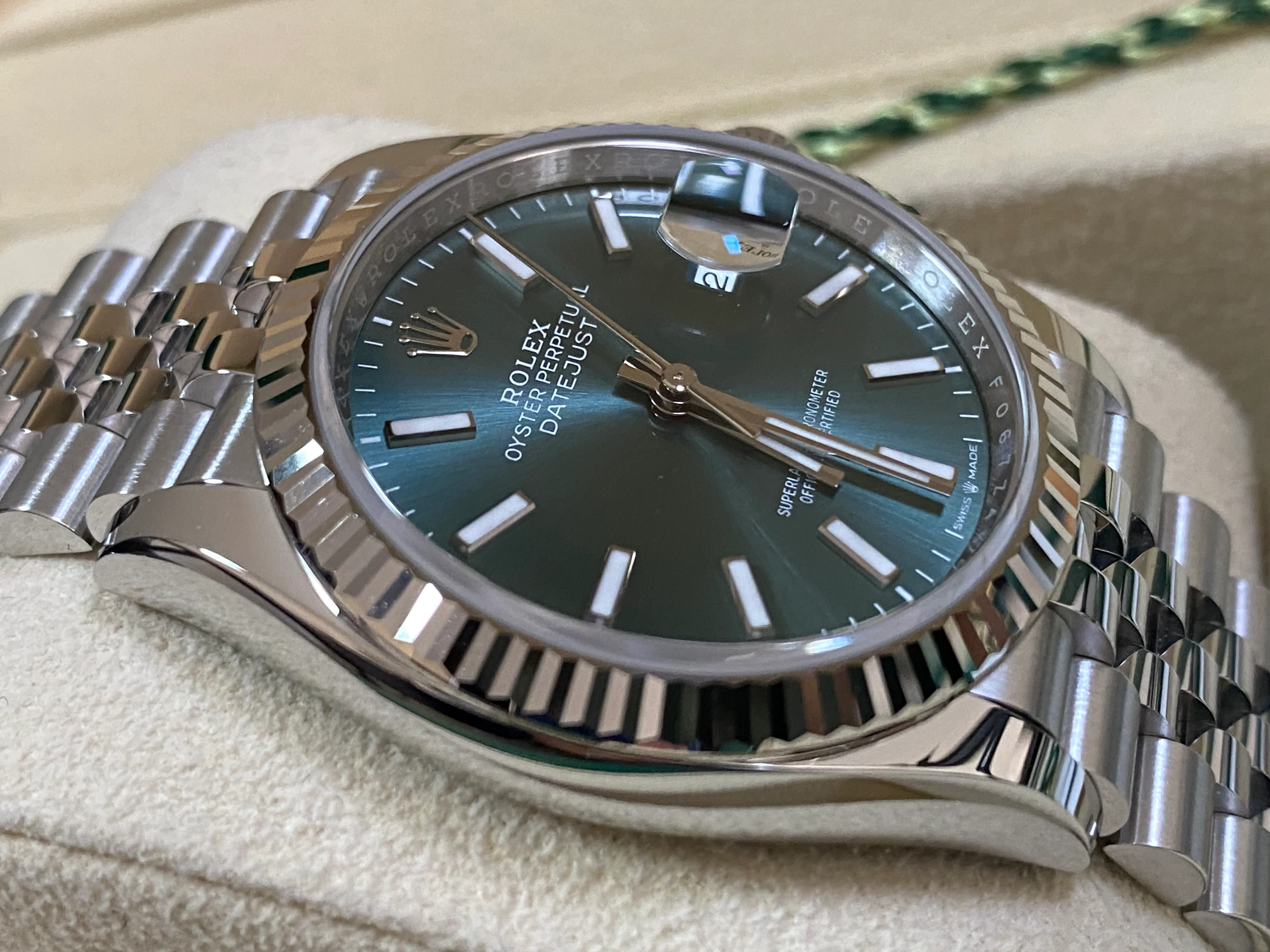 Rolex Steel Datejust 36 - 2024 - Fluted Bezel - Mint Green Dial - Jubilee Bracelet - 126234 *COMPLETE SET*