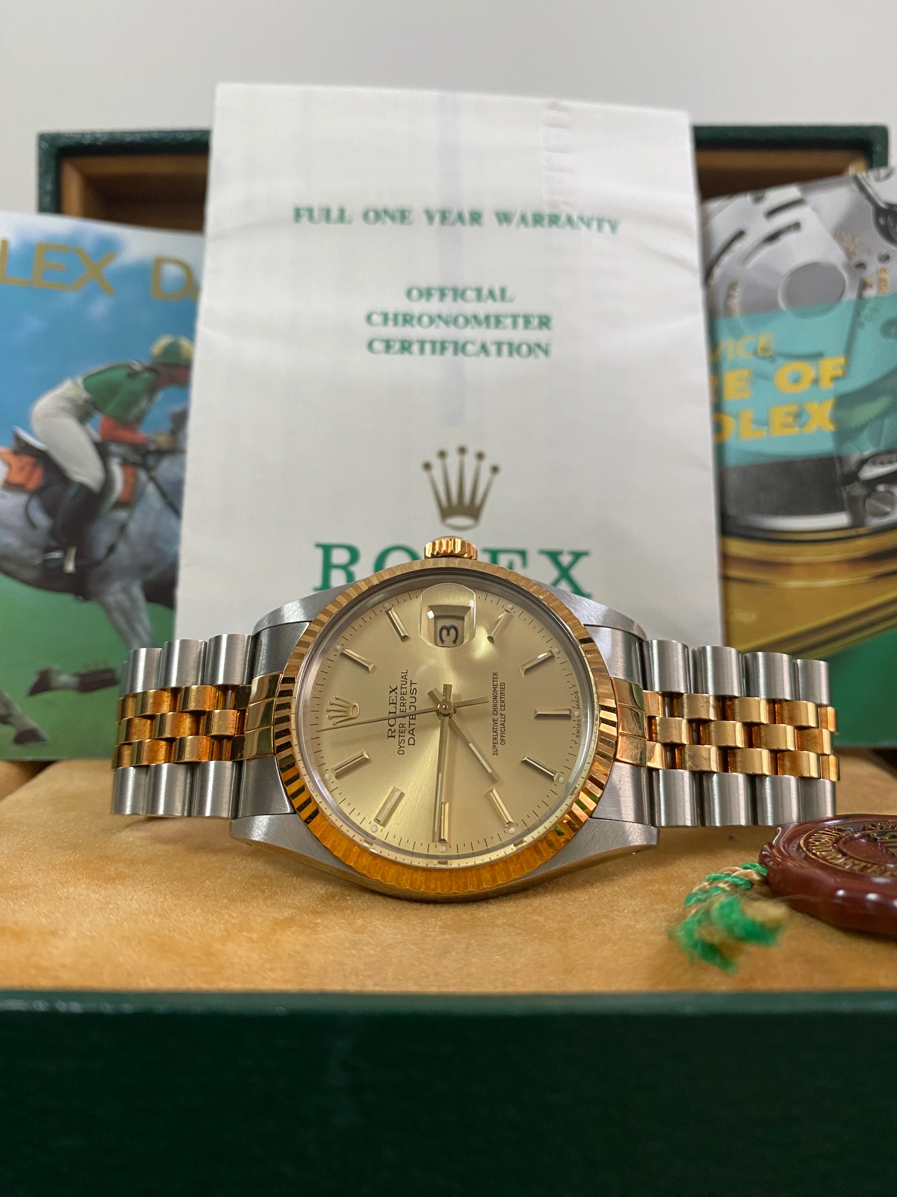 Rolex Steel and Yellow Gold Datejust 36 - 1987 - Fluted Bezel - Champagne Index Dial - Jubilee Bracelet - 16013 *UNPOLISHED*