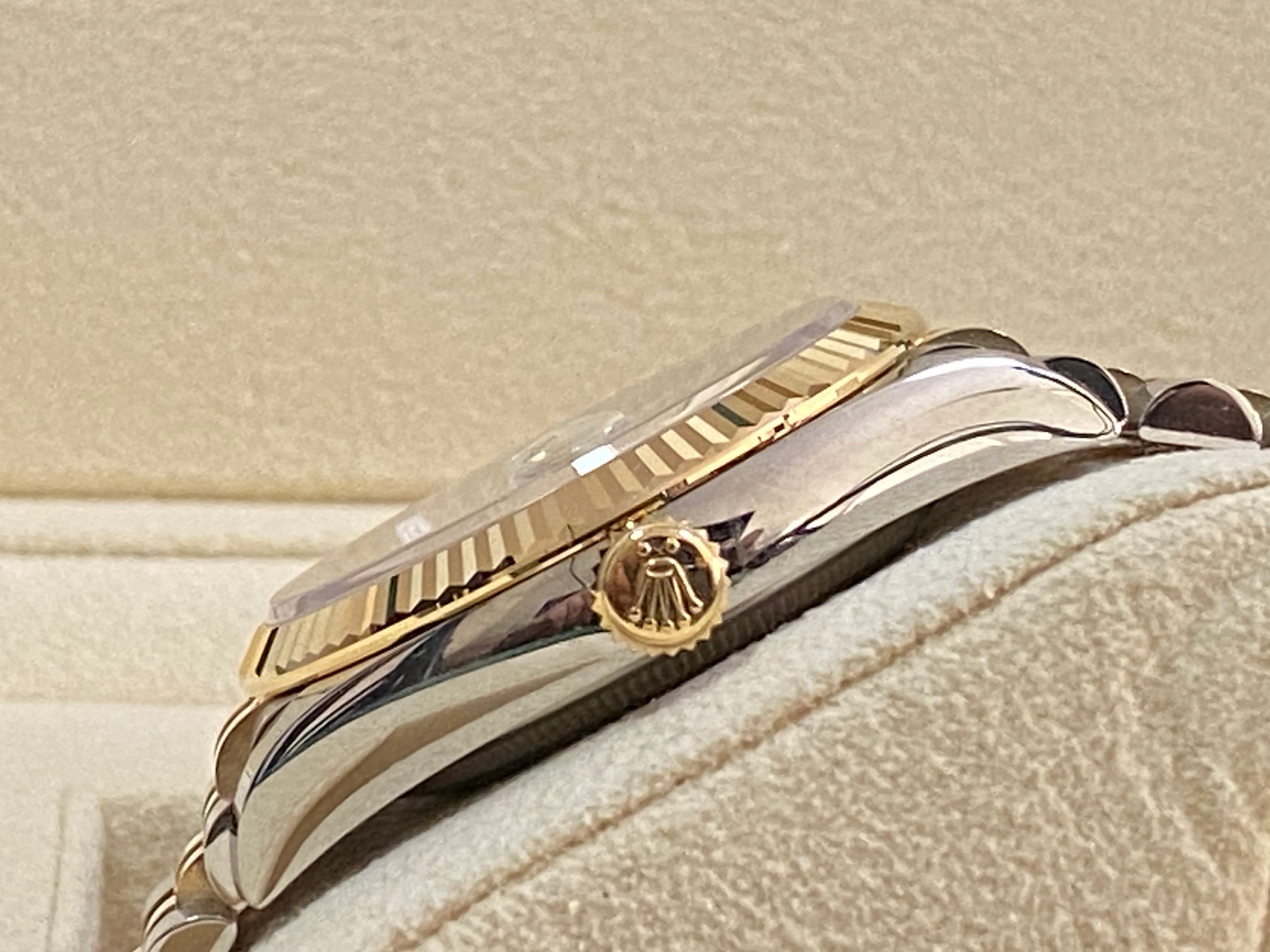 Rolex Steel and Yellow Gold Datejust 36 - 2023 - Fluted Bezel - White Mother-Of-Pearl Diamond-Set Dial - Jubilee Bracelet - 126233