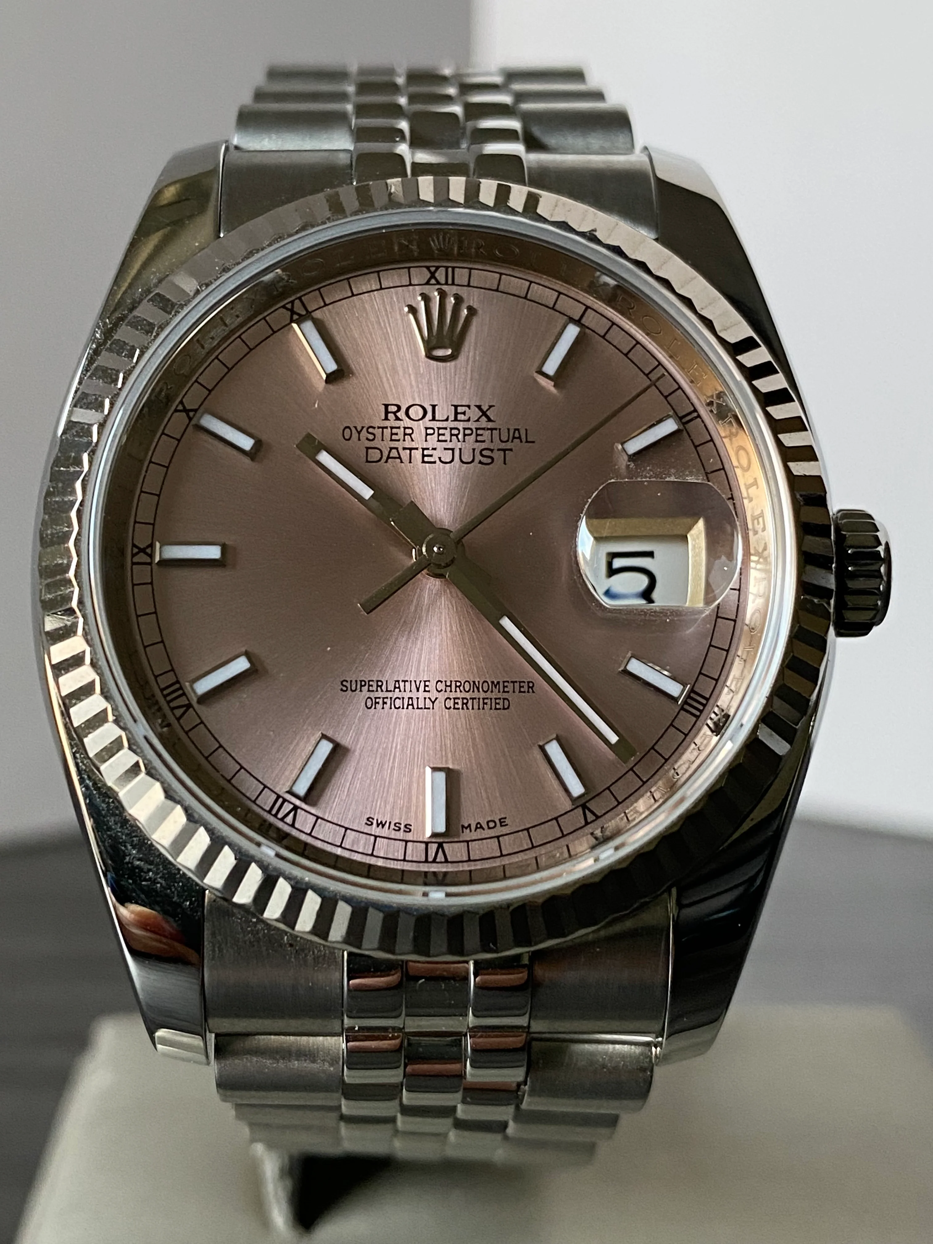 Rolex Steel Datejust 36 - Fluted Bezel - Pink Index Dial - Jubilee Bracelet - 116234