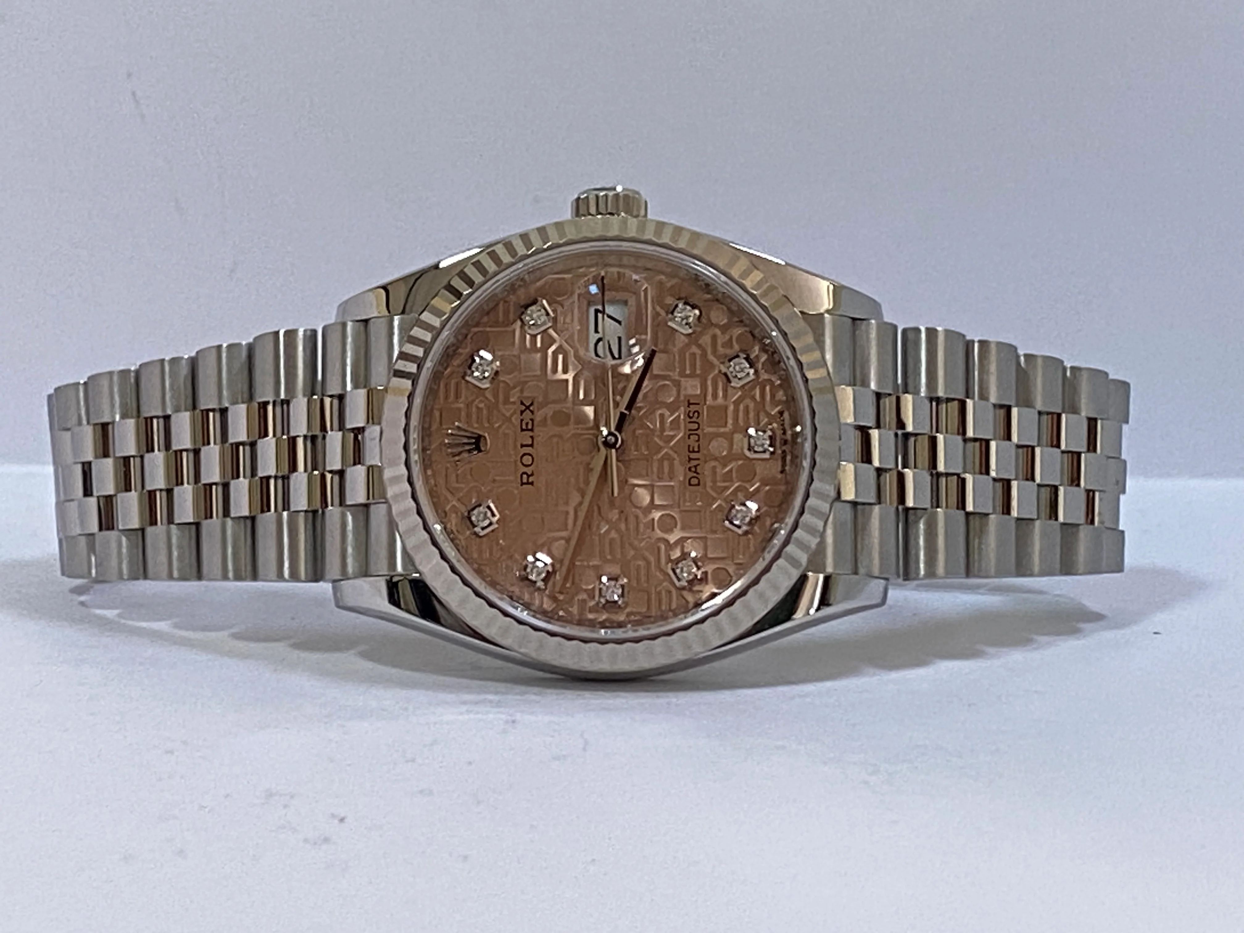 Rolex Steel Datejust 36 - 2023 - Fluted Bezel - Pink Anniversary Diamond Dial - Jubilee Bracelet - 126234