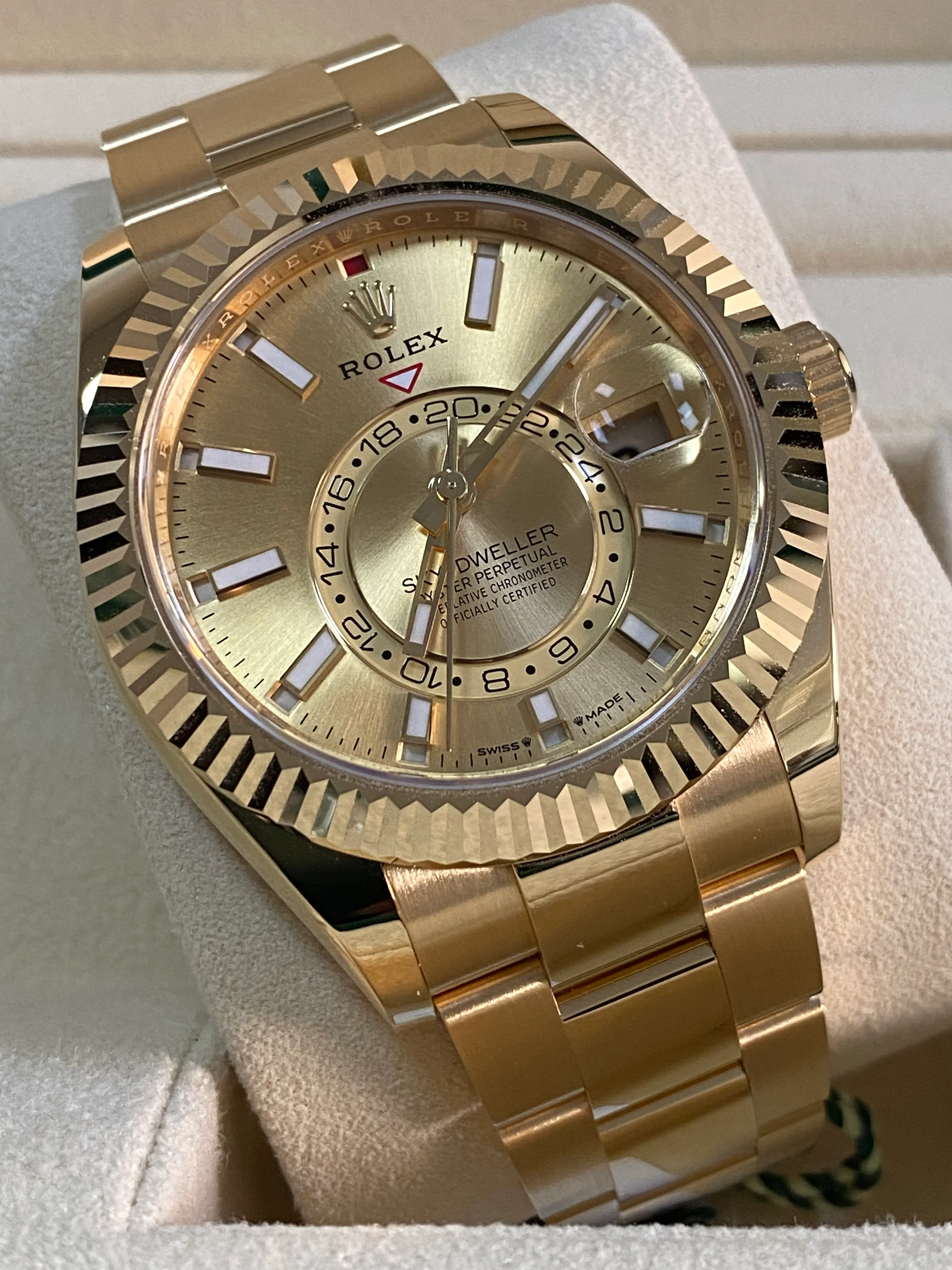 Rolex Yellow Gold Sky-Dweller - 2023 - Champagne Index Dial - Oyster Bracelet - 336938