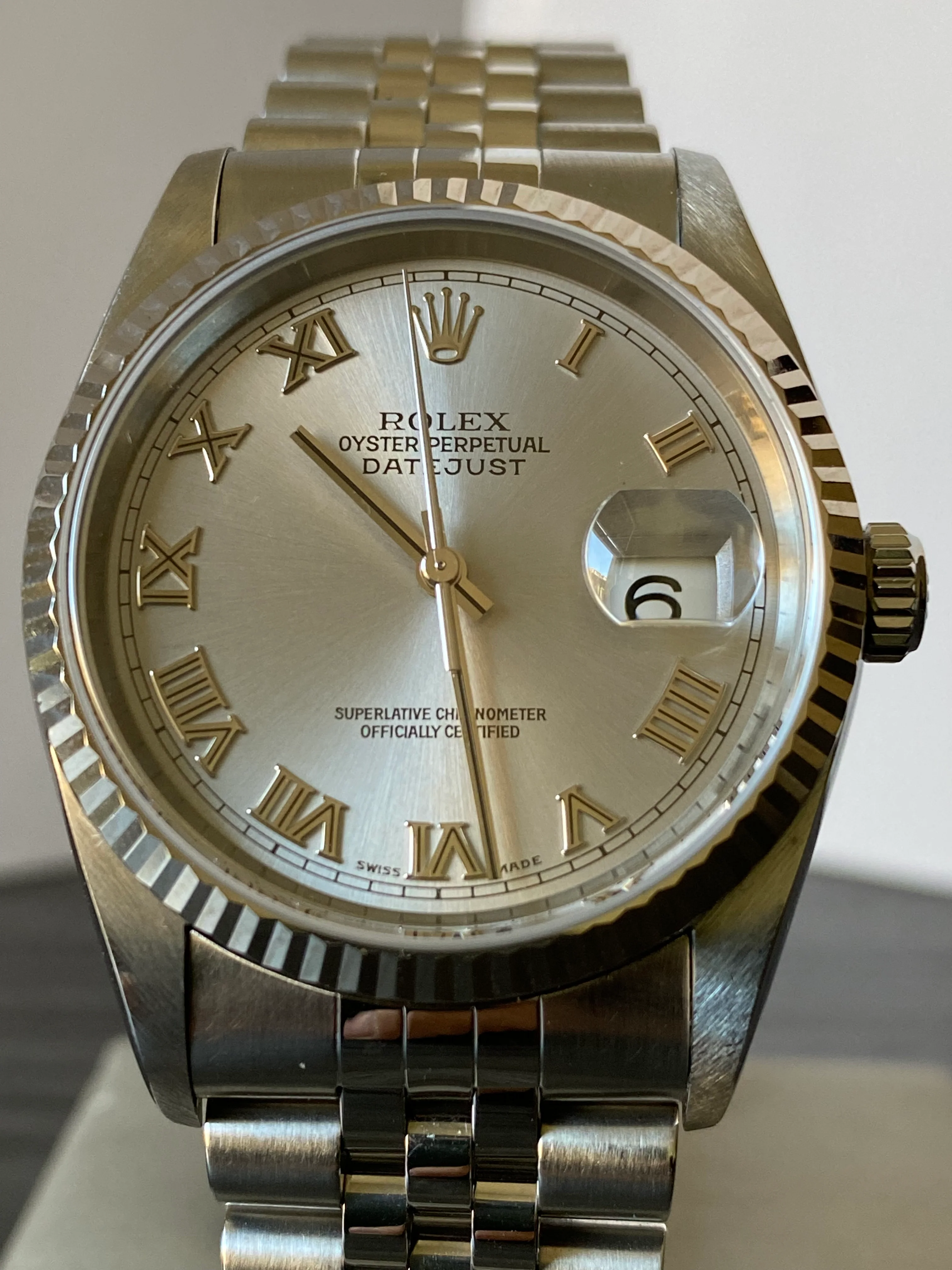 Rolex Steel Datejust 36 - Y Serial - Fluted Bezel - Rhodium Roman Dial - Jubilee Bracelet - 16234