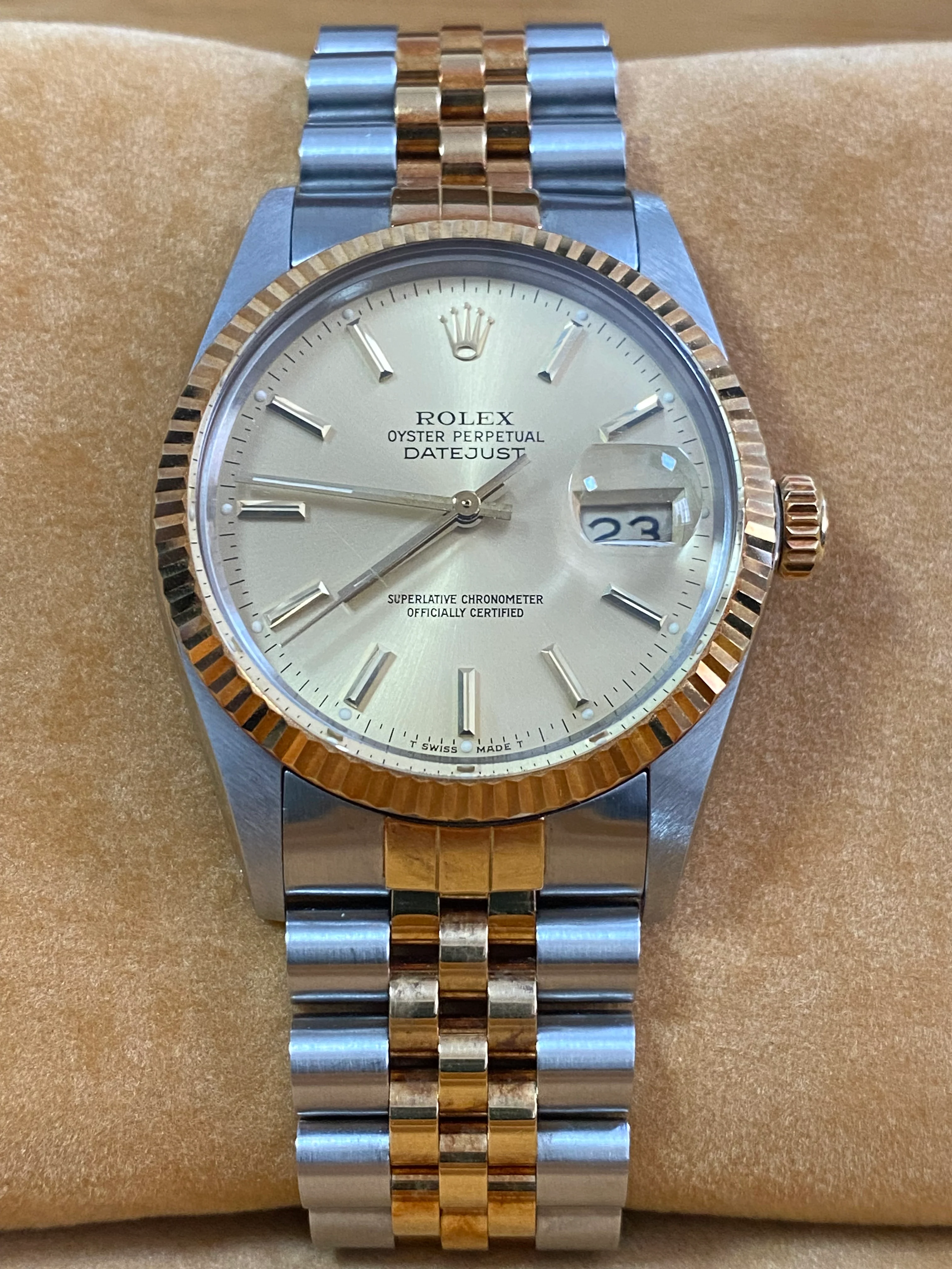 Rolex Steel and Yellow Gold Datejust 36 - 1987 - Fluted Bezel - Champagne Index Dial - Jubilee Bracelet - 16013 *UNPOLISHED*