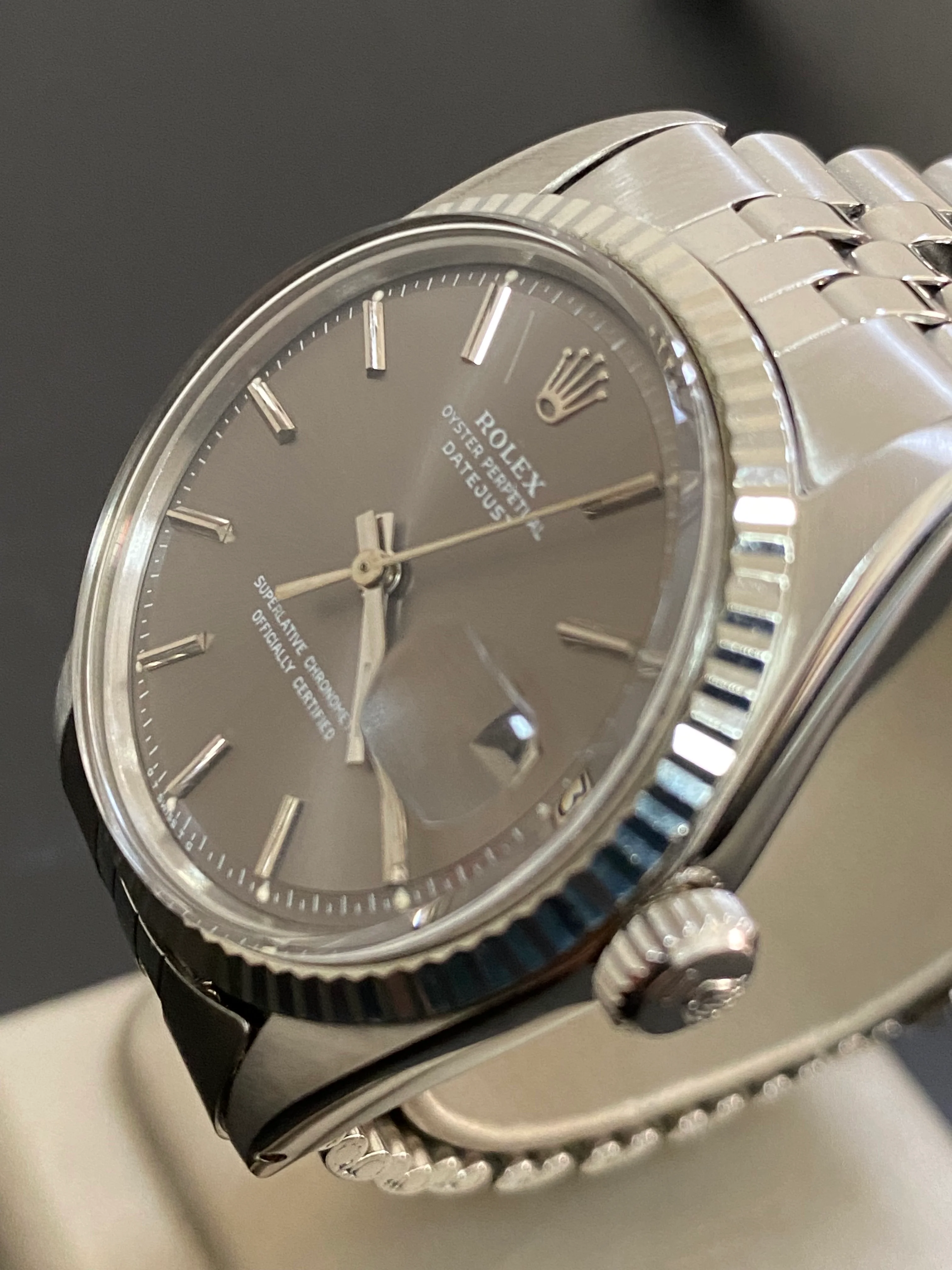 Rolex Steel Datejust 36 - Fluted Bezel - Grey Index Dial - Jubilee Bracelet - 1601