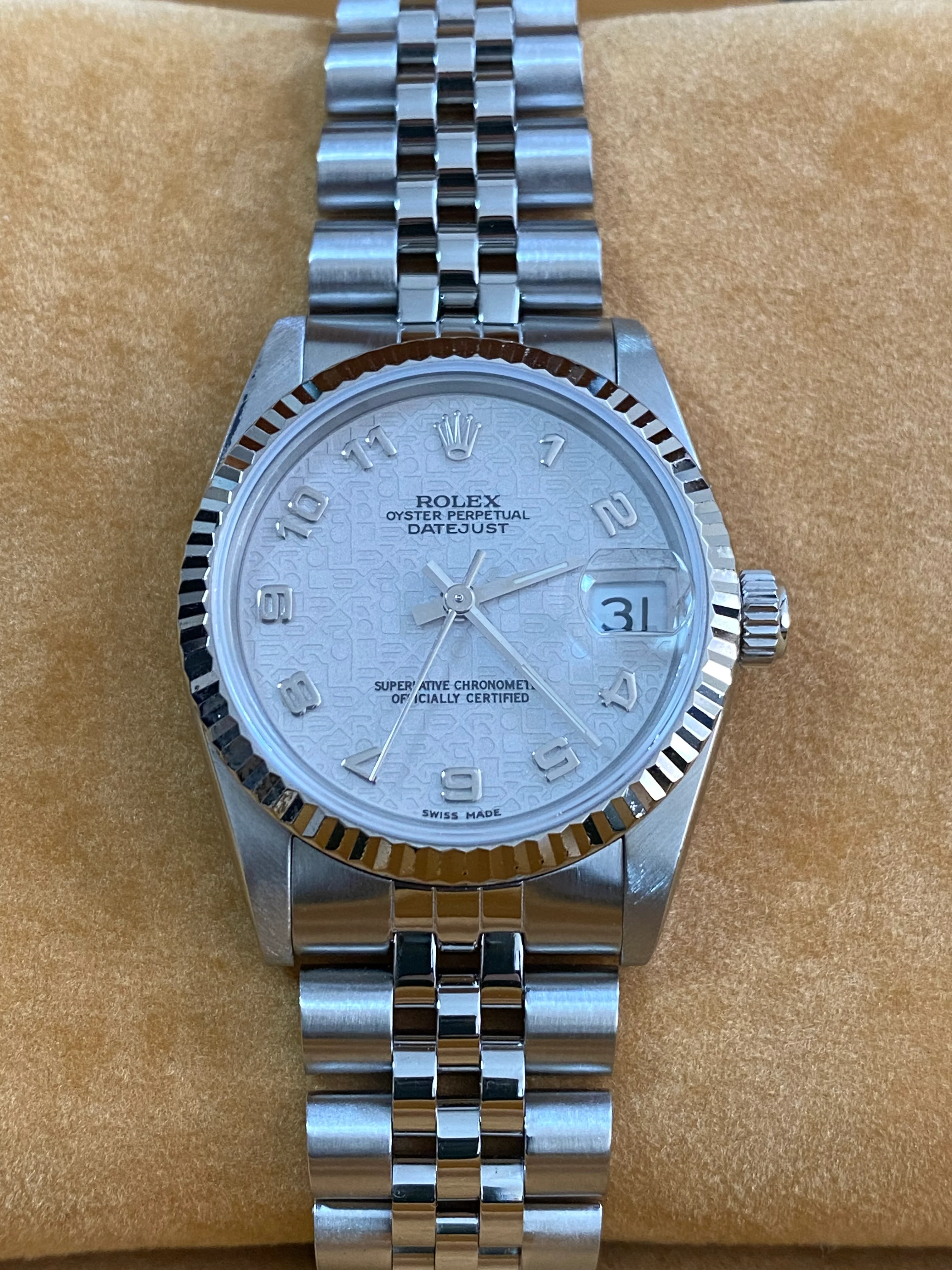 Rolex Steel Datejust 31 - Fluted Bezel - Silver Arabic Dial - Jubilee Bracelet - 68274
