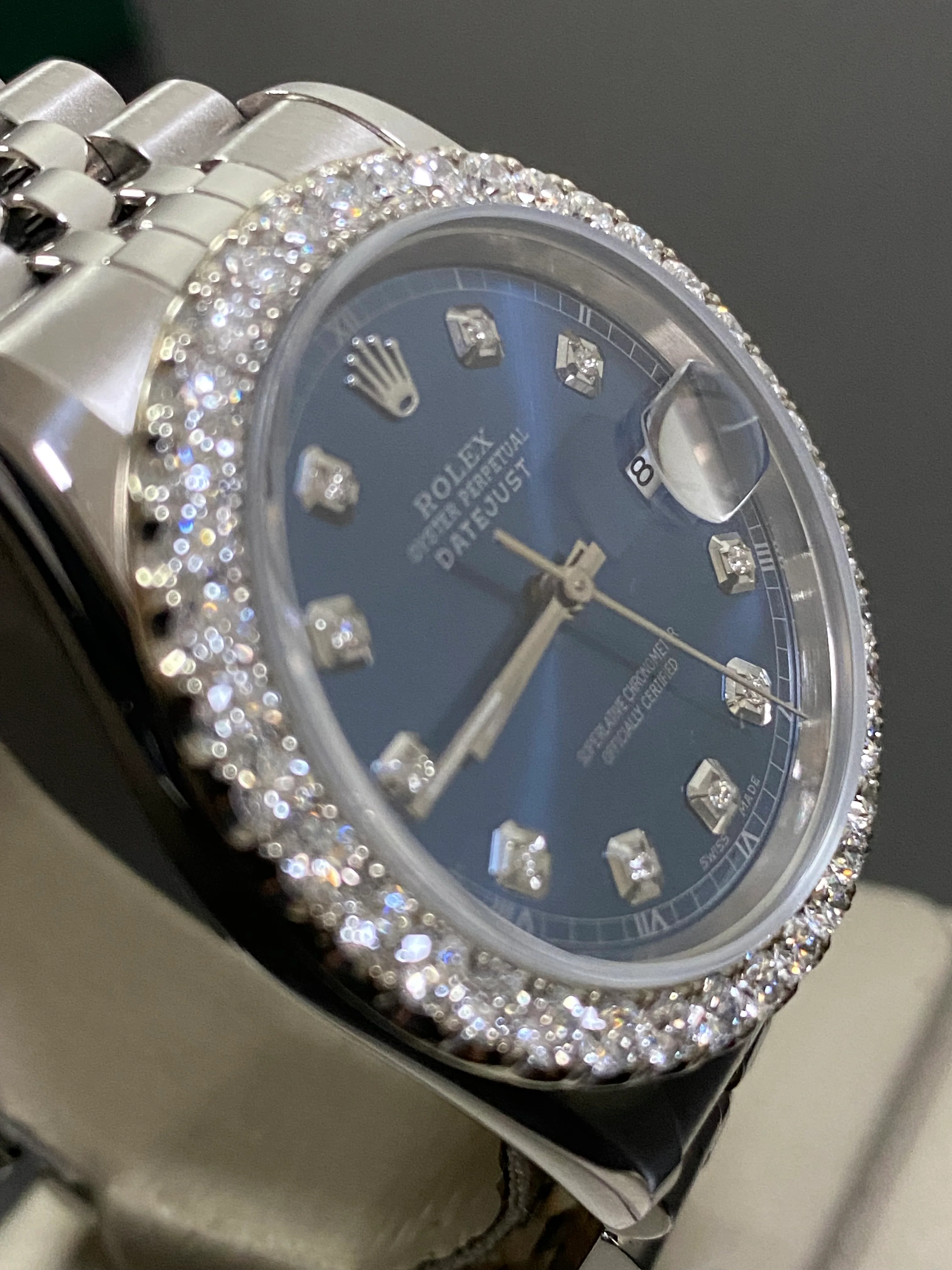 Rolex Steel Datejust 36 - W Serial - Diamond Bezel - Blue Diamond Dial - Jubilee Bracelet - 16234