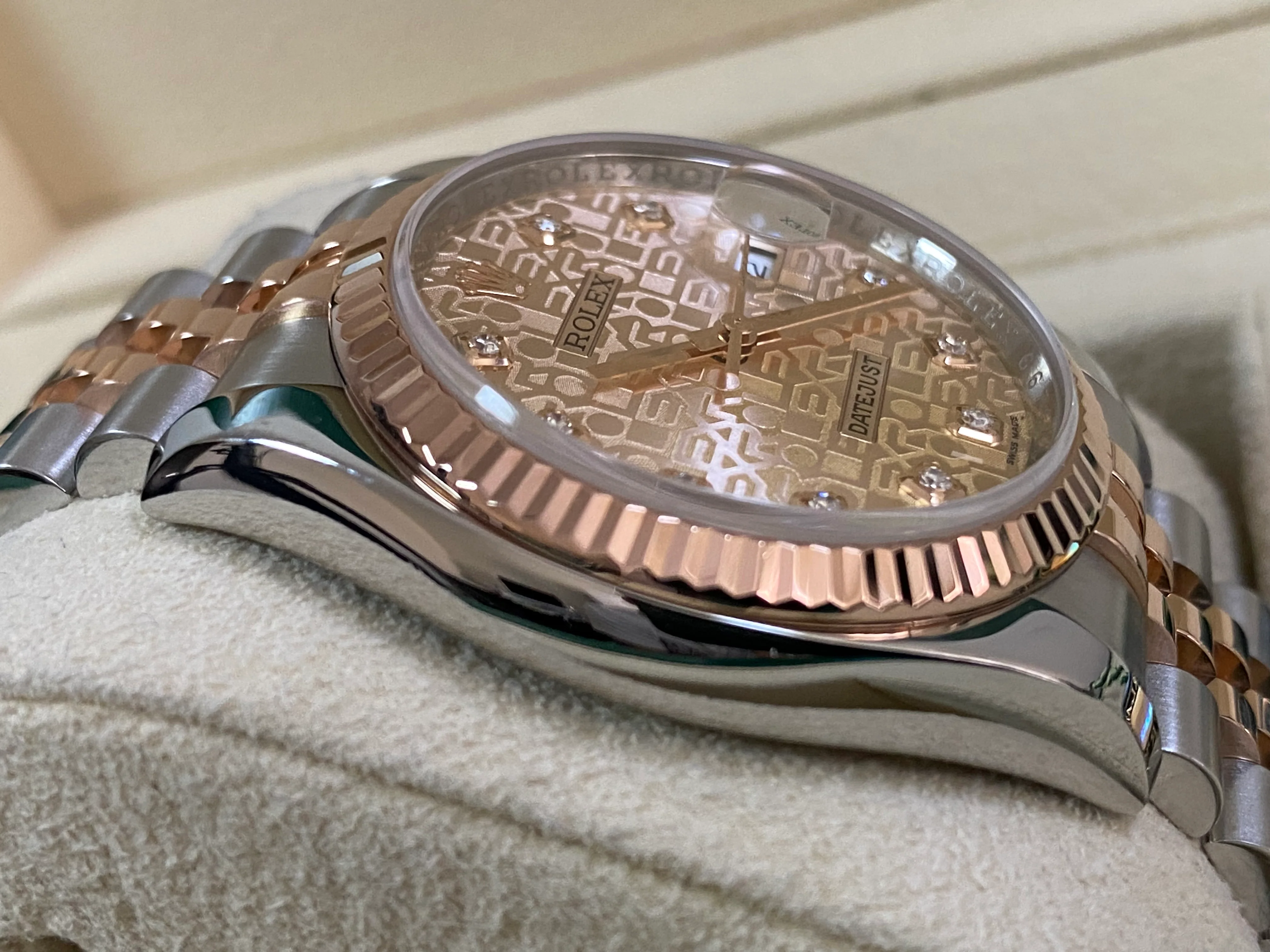 Rolex Steel and Everose Gold Datejust 36 - 2011 - Fluted Bezel - Anniversary Diamond Dial - Jubilee Bracelet - 116231 *FULL SET*