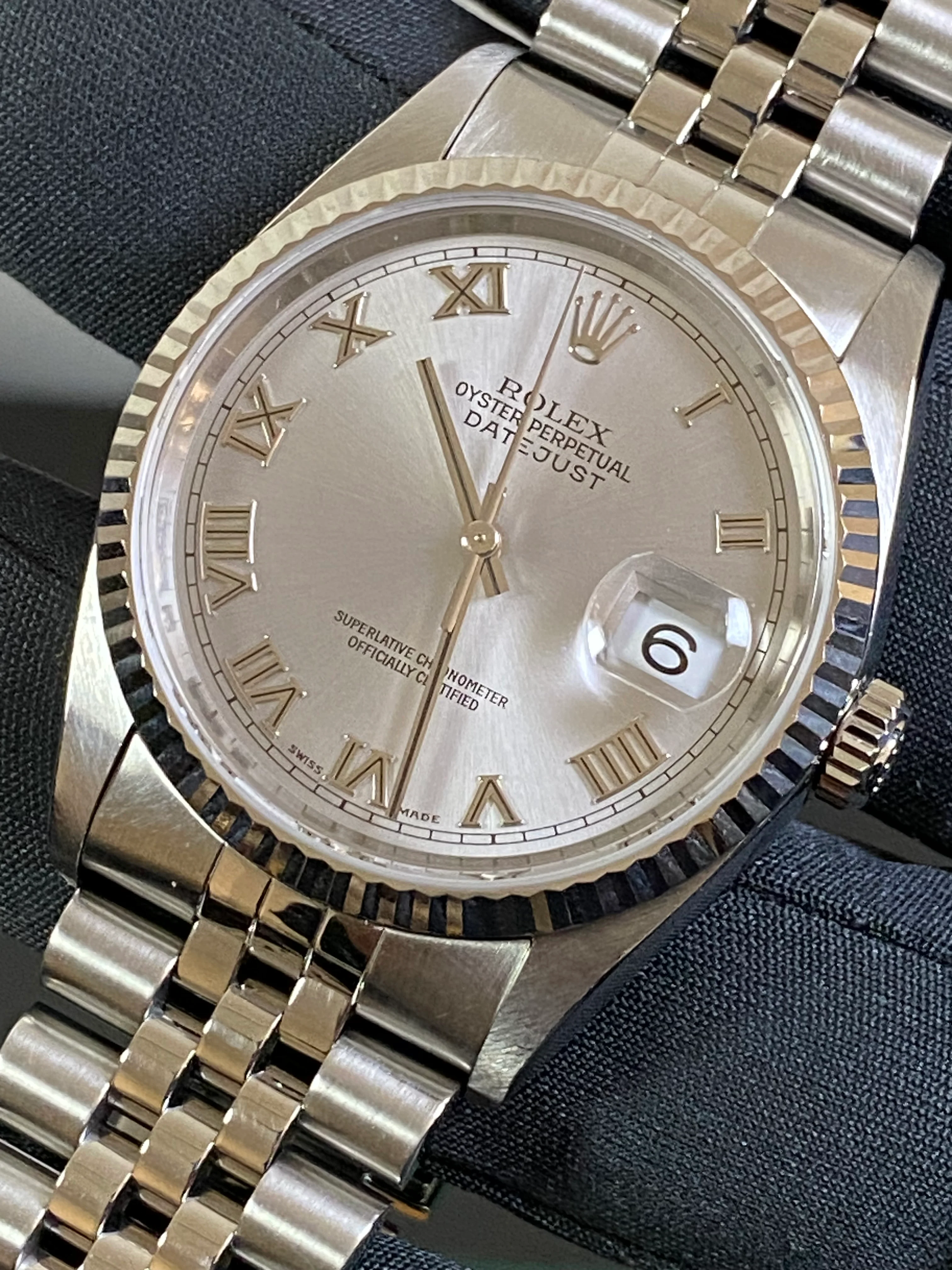 Rolex Steel Datejust 36 - Y Serial - Fluted Bezel - Rhodium Roman Dial - Jubilee Bracelet - 16234