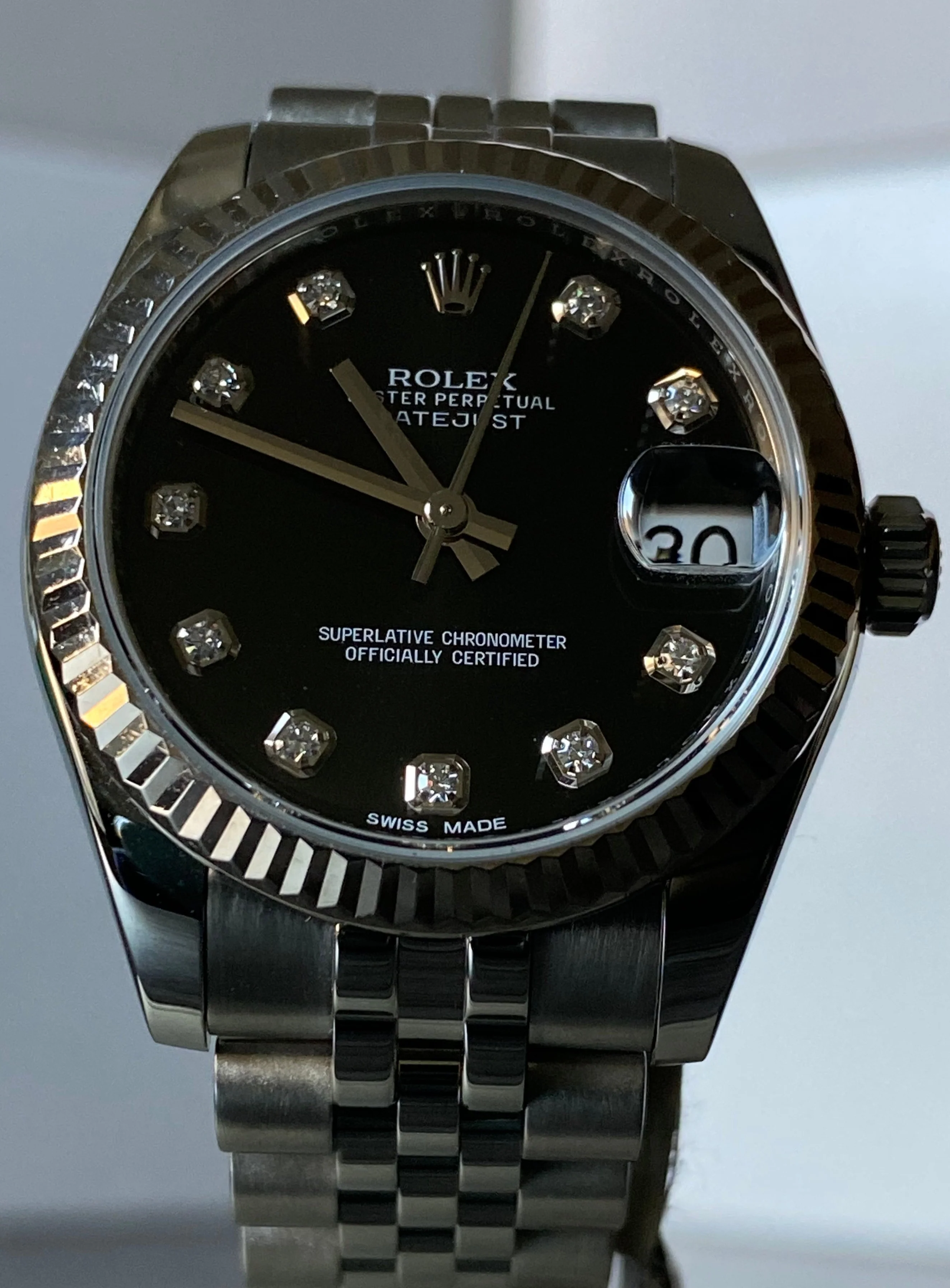Rolex Steel Datejust 31 - Fluted Bezel - Factory Diamond Dial - Jubilee Bracelet - 178274