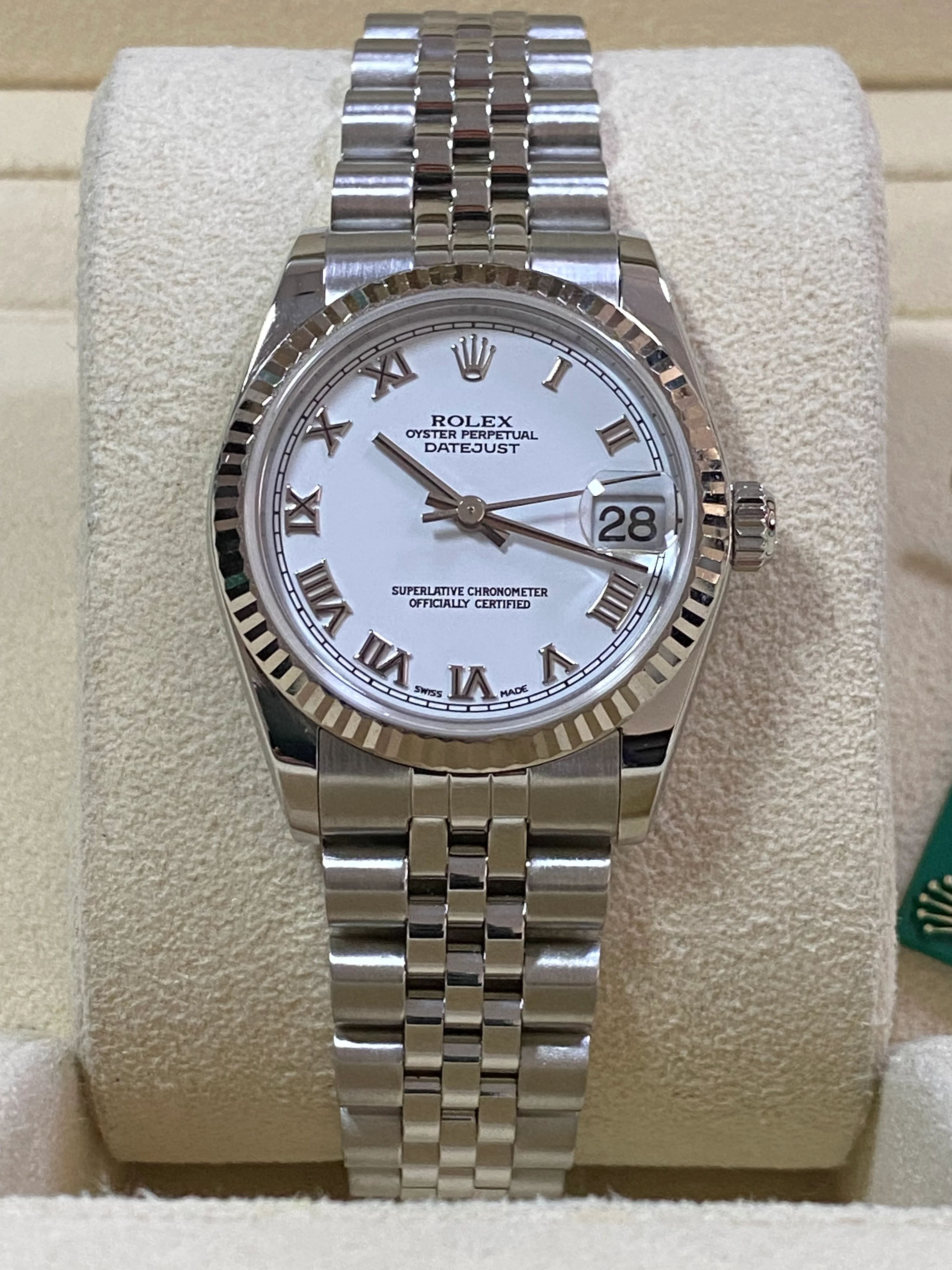 Rolex Steel White Gold Datejust 31 - F Serial - Fluted Bezel - White Roman Dial - Jubilee Bracelet - 78274