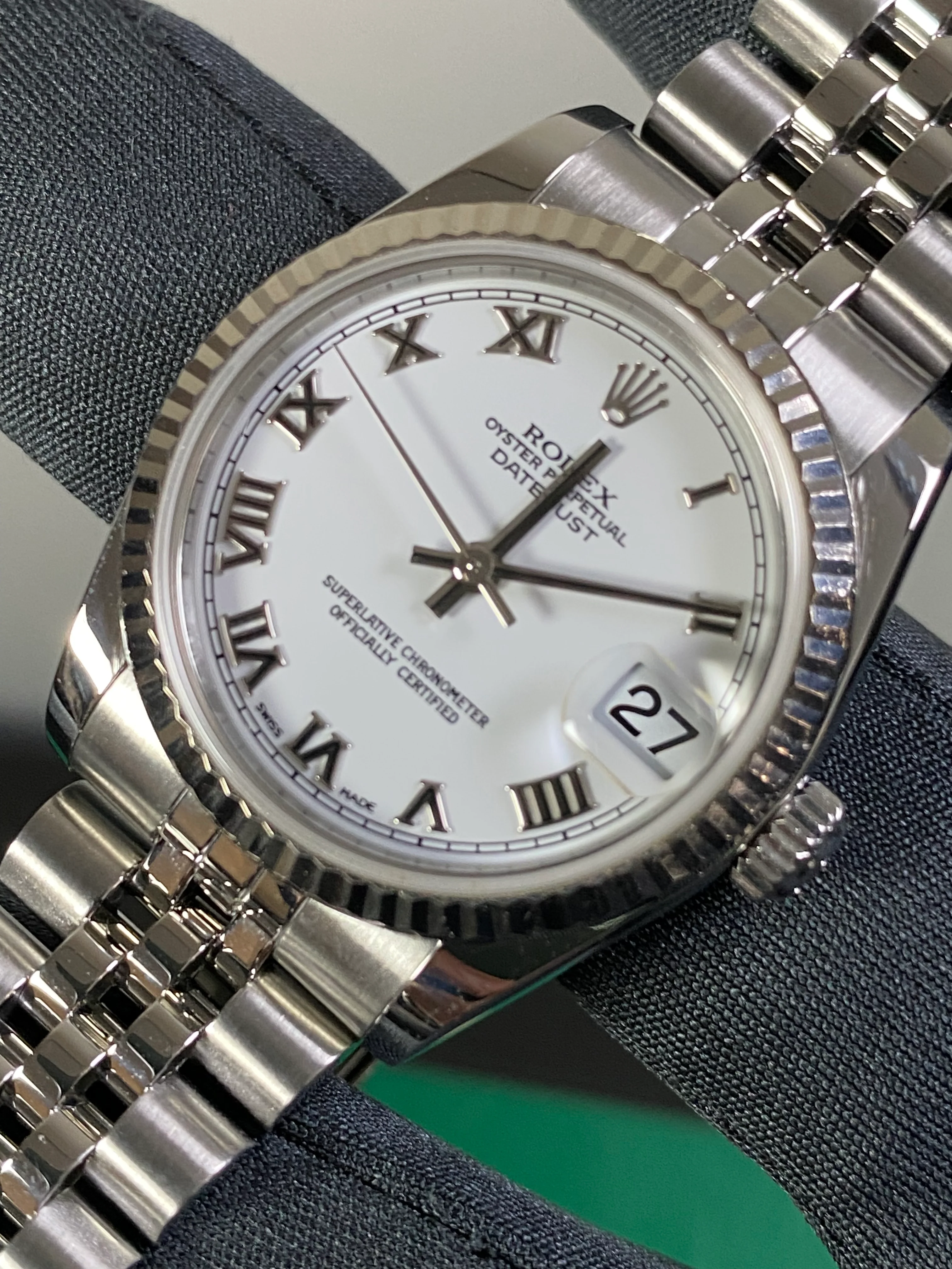 Rolex Steel White Gold Datejust 31 - F Serial - Fluted Bezel - White Roman Dial - Jubilee Bracelet - 78274