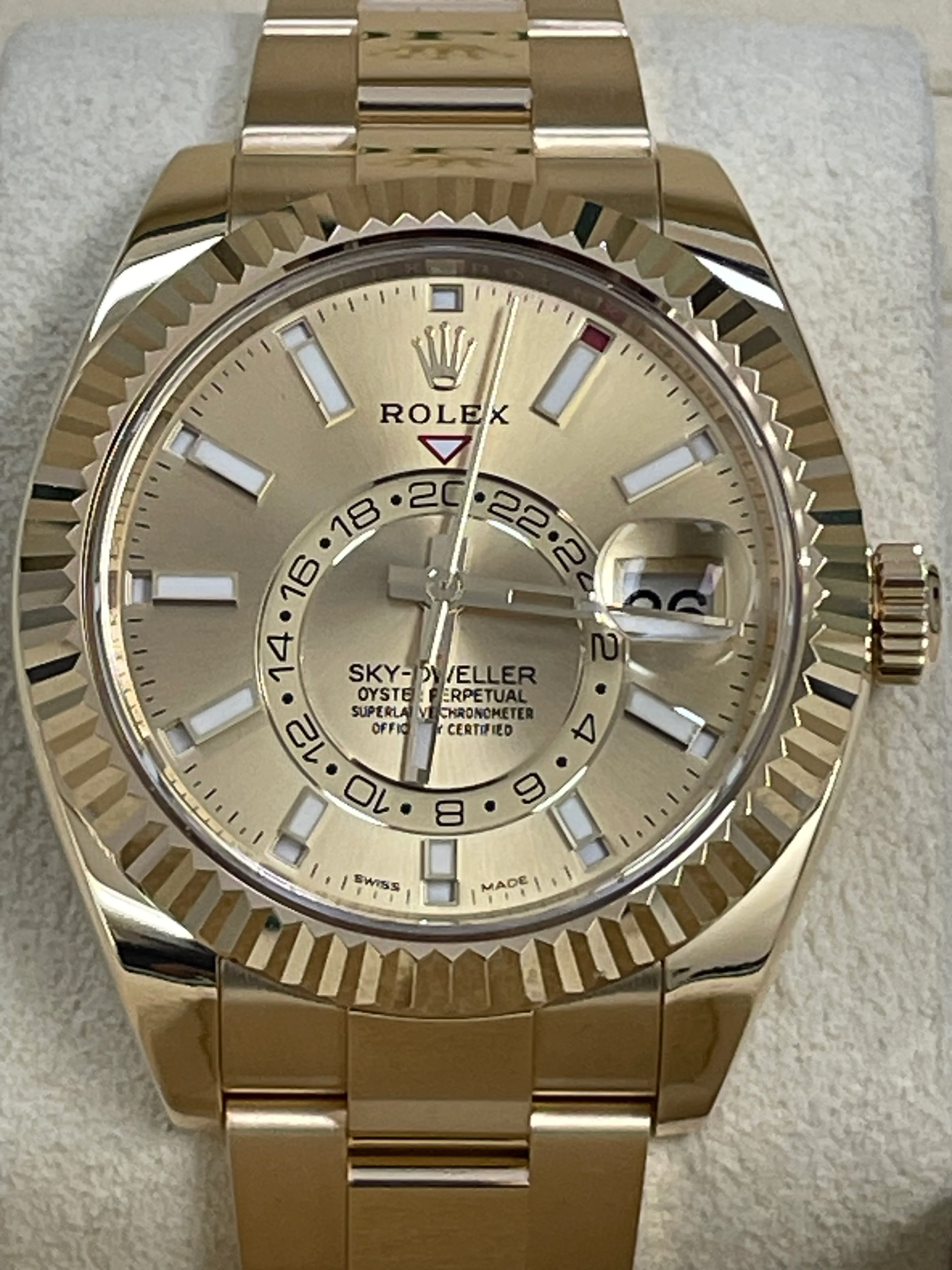 Rolex Yellow Gold Sky-Dweller - 2023 - Champagne Index Dial - Oyster Bracelet - 326938