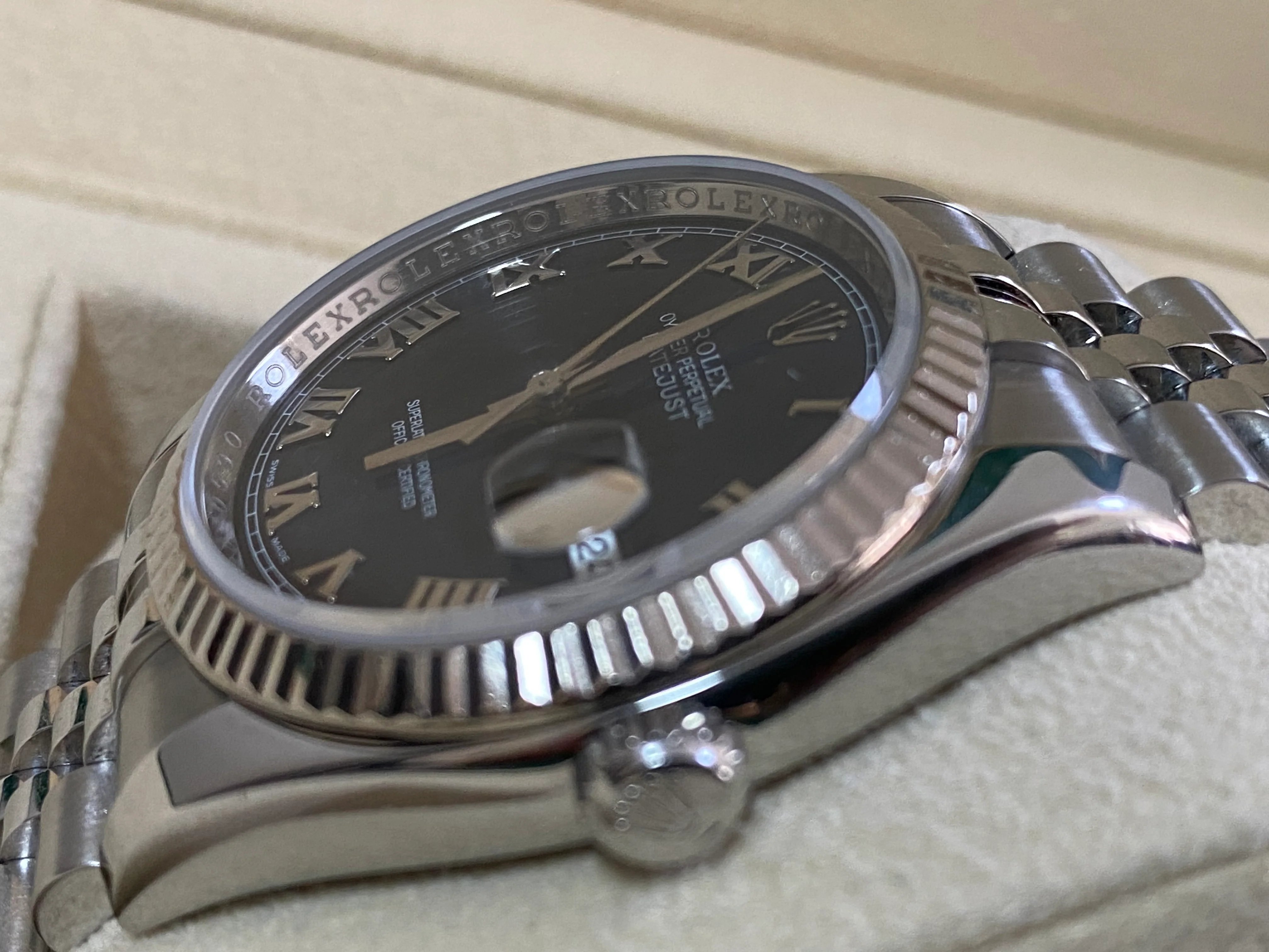 Rolex Steel Datejust 36 - 2007 - Fluted Bezel - Blue Roman Dial - Jubilee Bracelet - 116234