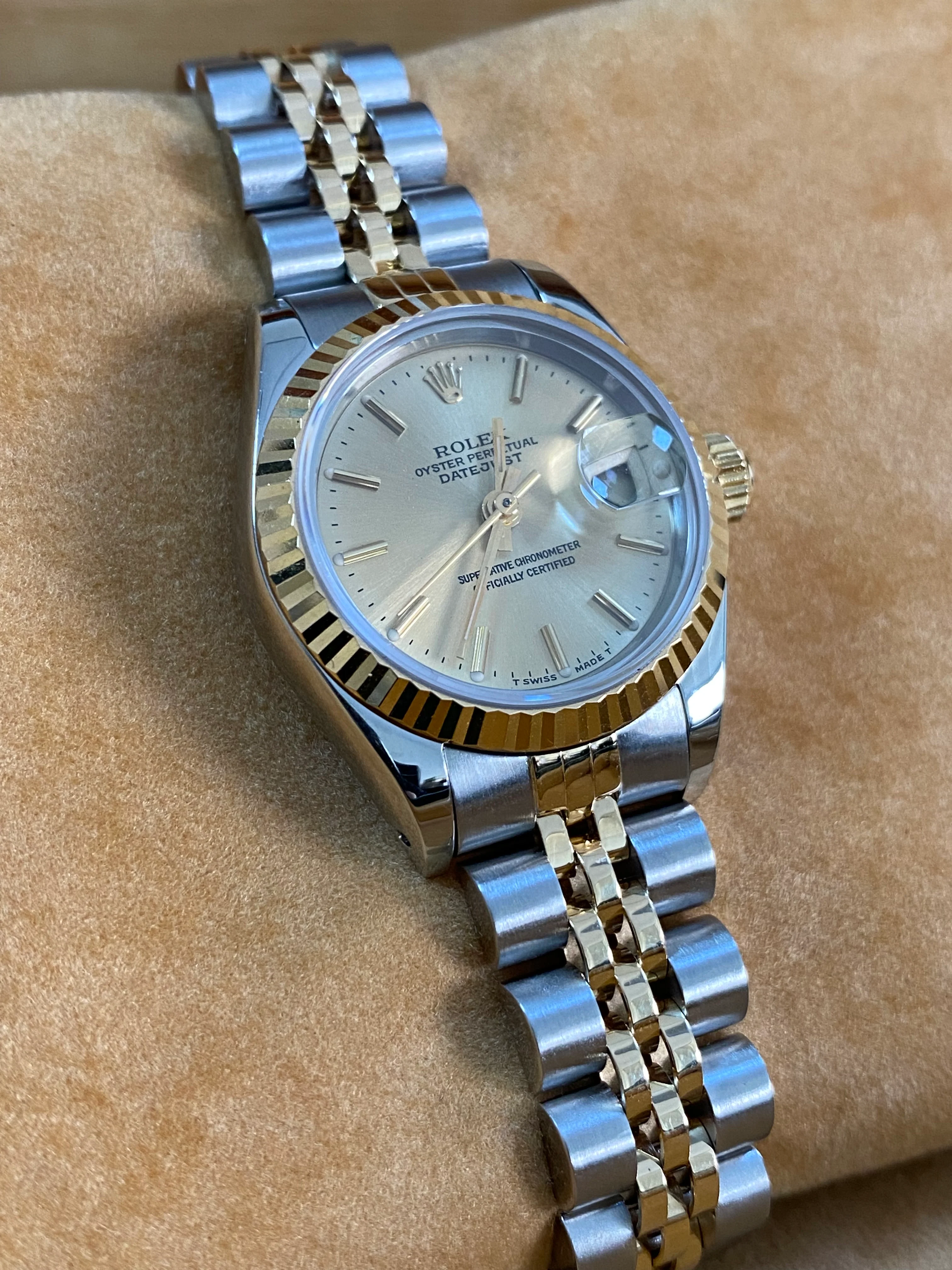 Rolex Steel and Yellow Gold Lady-Datejust - E serial- Fluted Bezel - Champagne Index Dial - Jubilee Bracelet - 69173