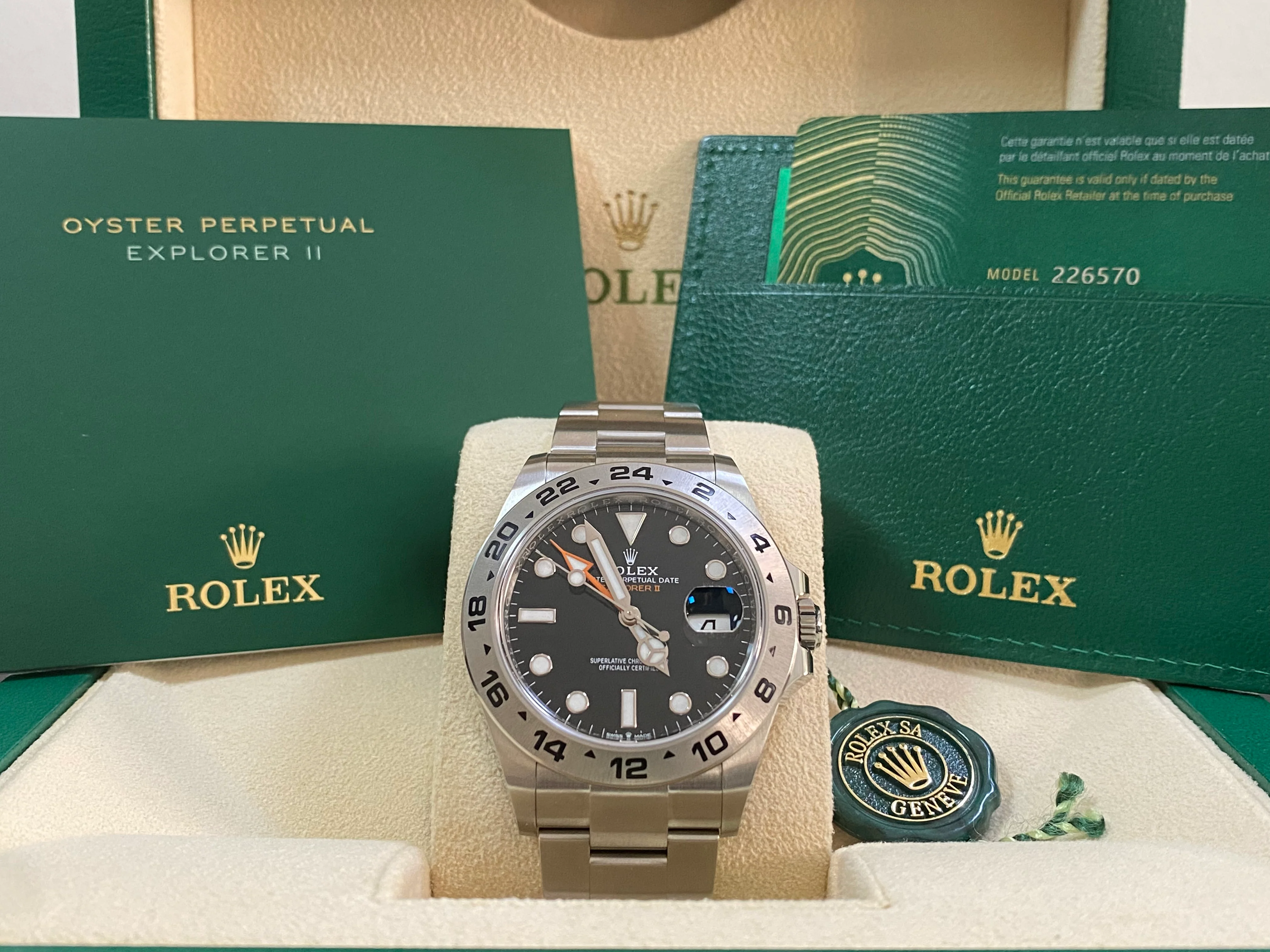 Rolex Oystersteel Explorer II - 2023 - Black Dial - Oyster Bracelet - 226570