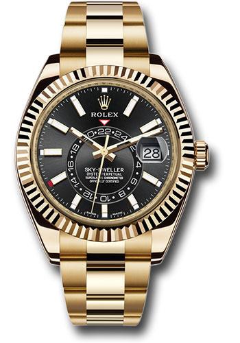 Rolex Yellow Gold Sky-Dweller - 2022 - Black Index Dial - Oyster Bracelet - 326938 *COMPLETE SET*