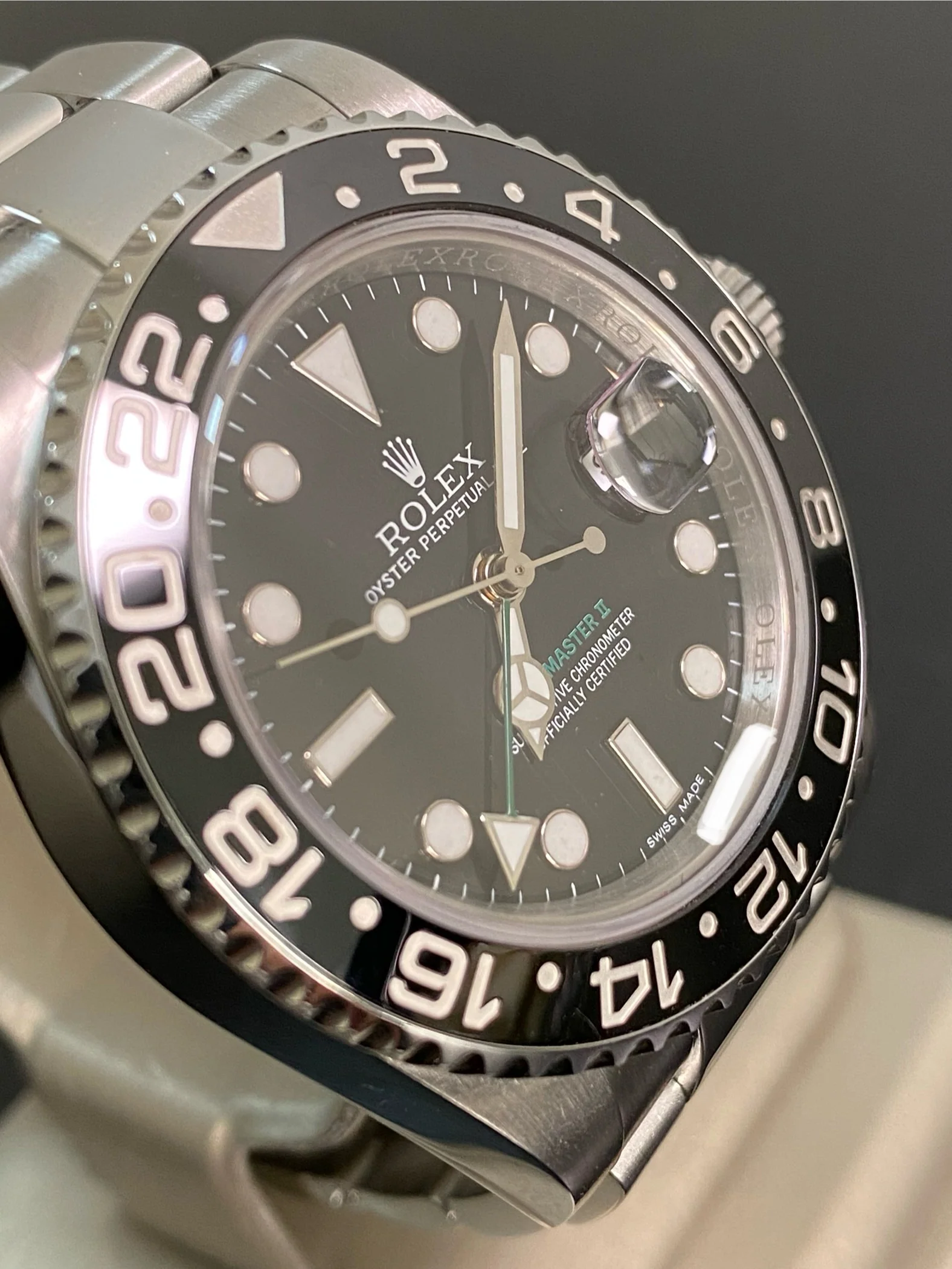 Rolex Steel GMT-Master II - 2017 - Black Bezel - Black Dial Green Arrow Hand- Oyster Bracelet - 116710LN *FULL SET*