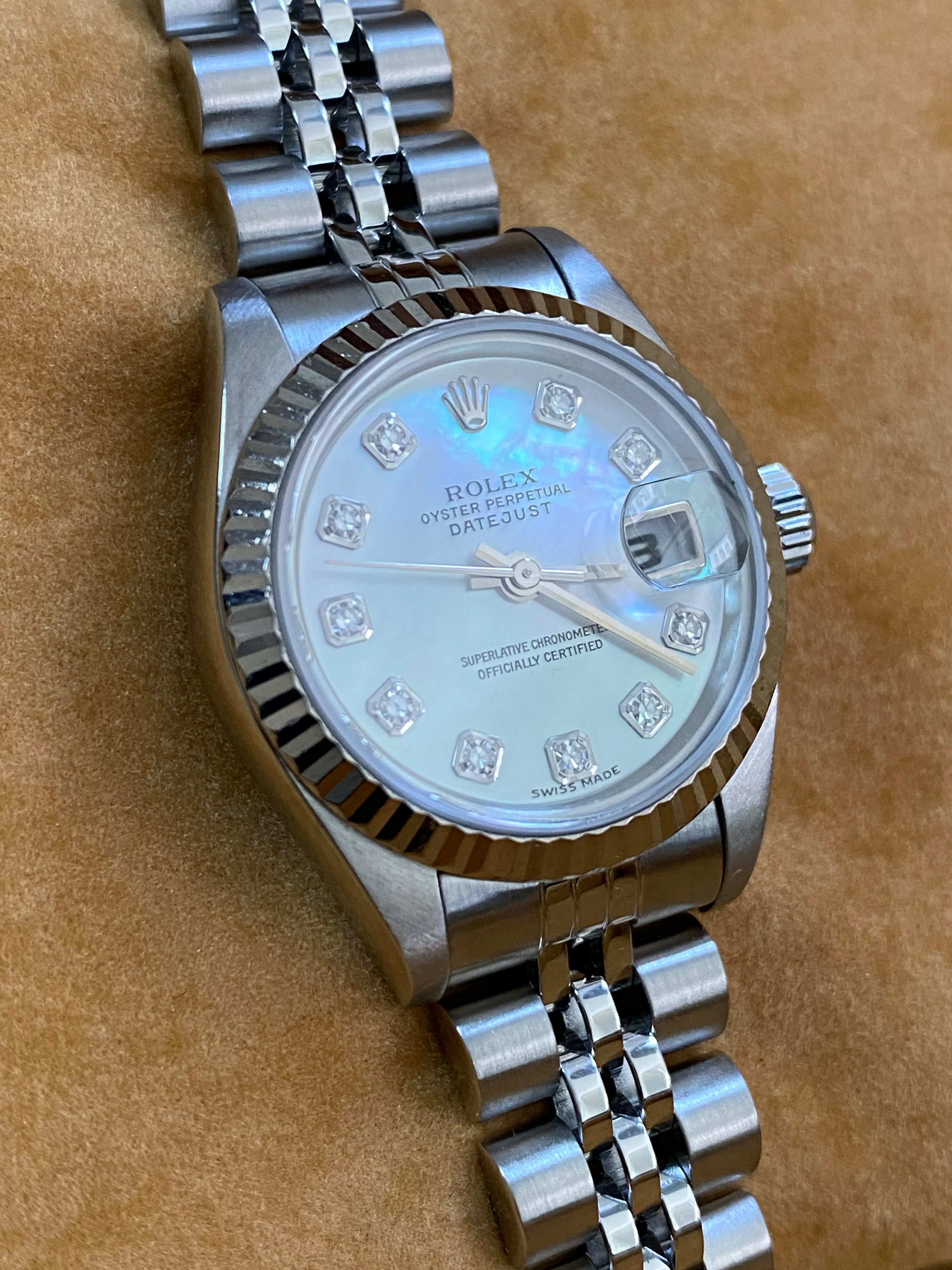 Rolex Steel Lady-Datejust - U serial- Fluted Bezel - Mother of Pearl Diamond Dial - Jubilee Bracelet - 69174