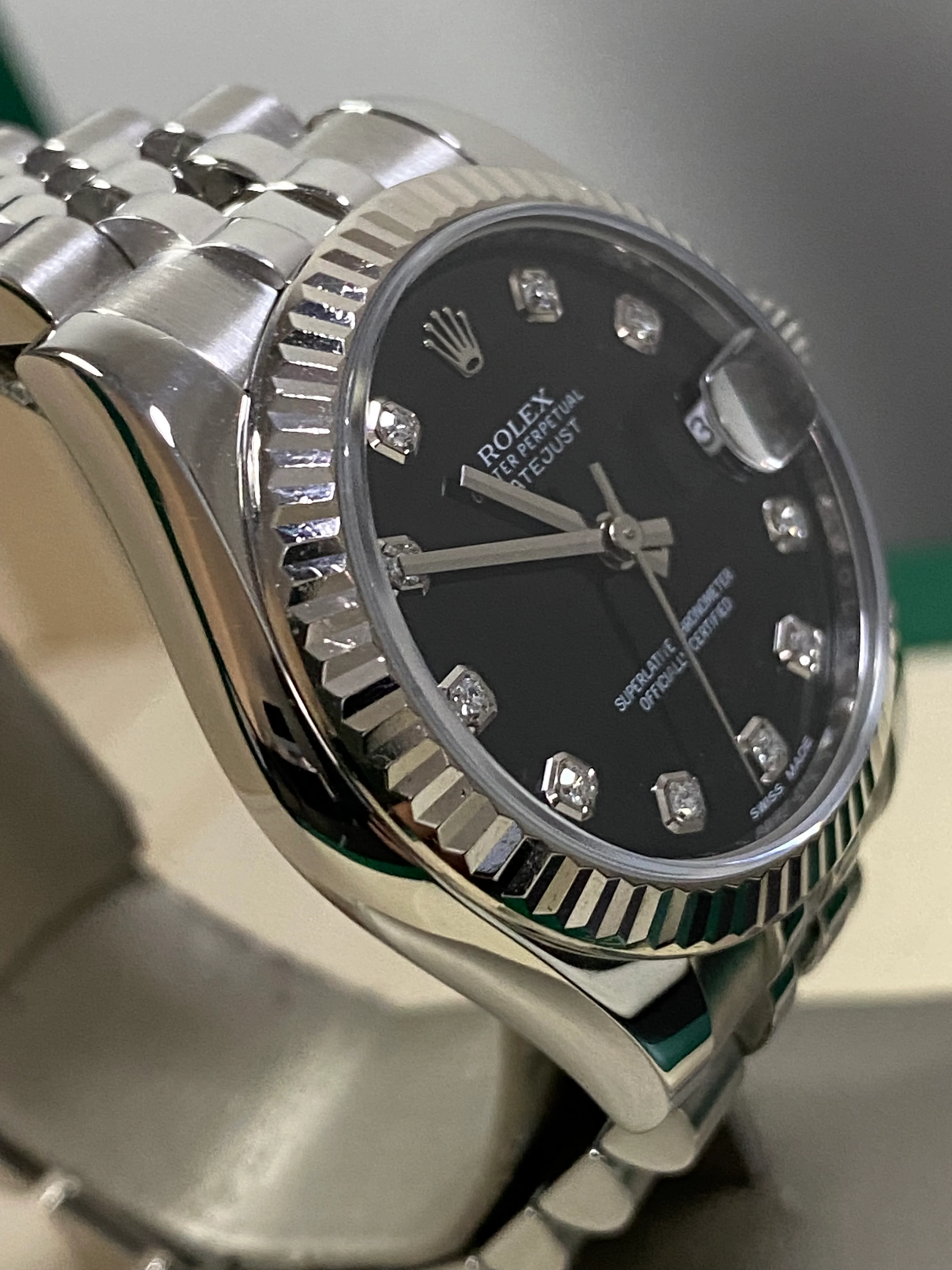 Rolex Steel Datejust 31 - Fluted Bezel - Factory Diamond Dial - Jubilee Bracelet - 178274