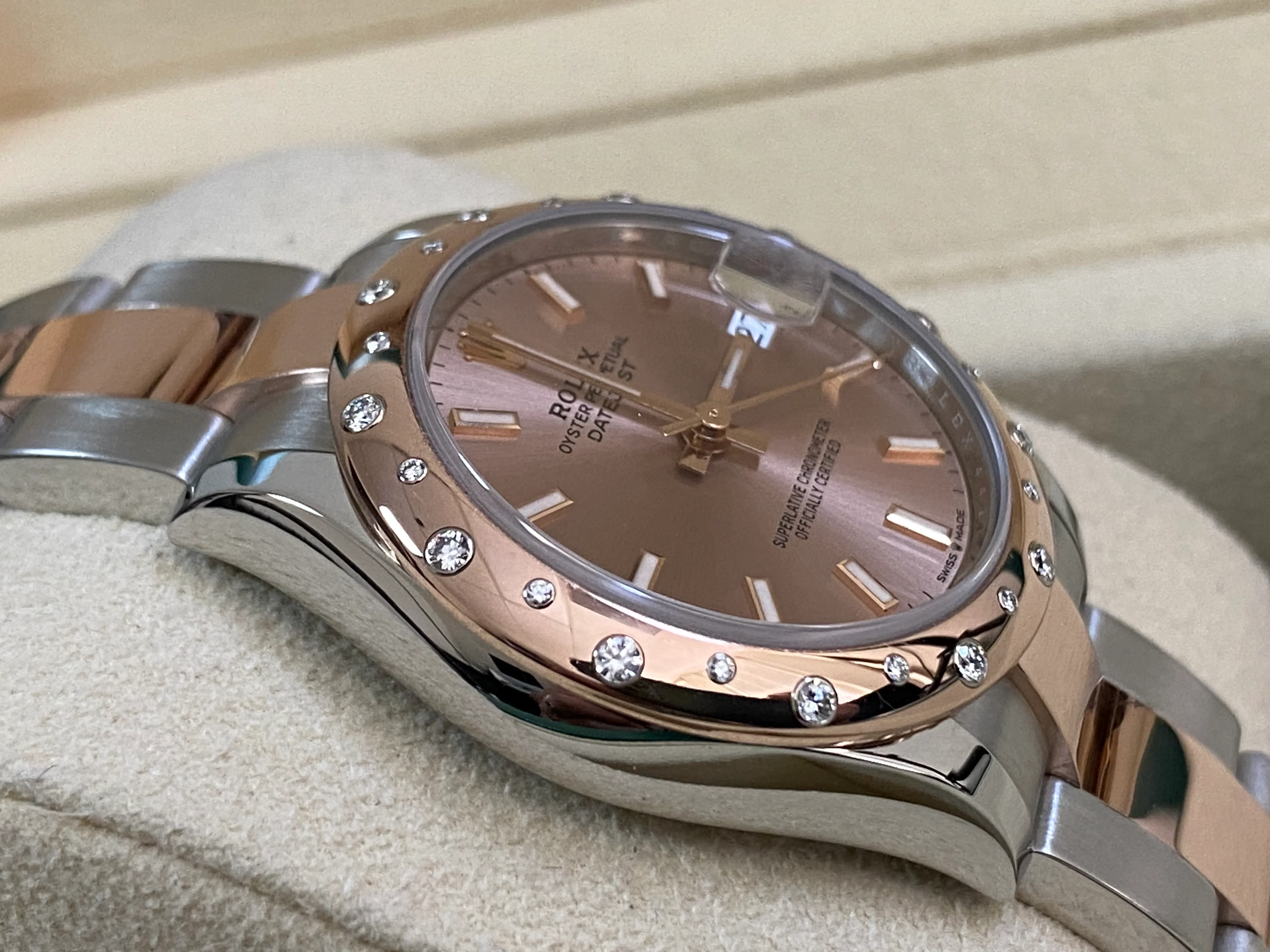 Rolex Steel and Everose Gold Datejust 31 - 2022 - Floating Diamond Bezel - Pink Index Dial - Oyster Bracelet - 278341RBR *FULL SET*
