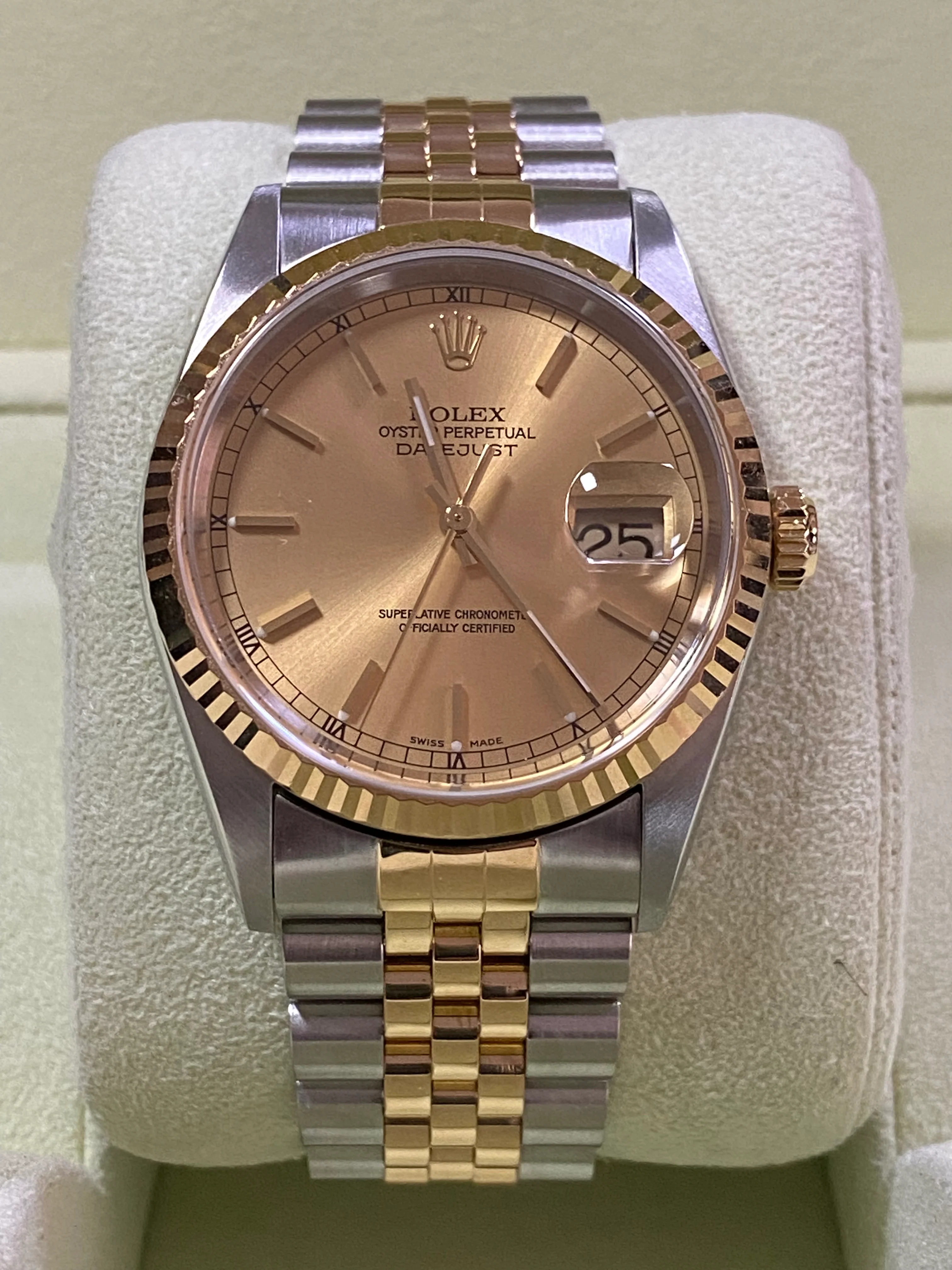 Rolex Steel and Yellow Gold Datejust 36 - P Serial - Fluted Bezel - Champagne Index Dial - Jubilee Bracelet - 16233