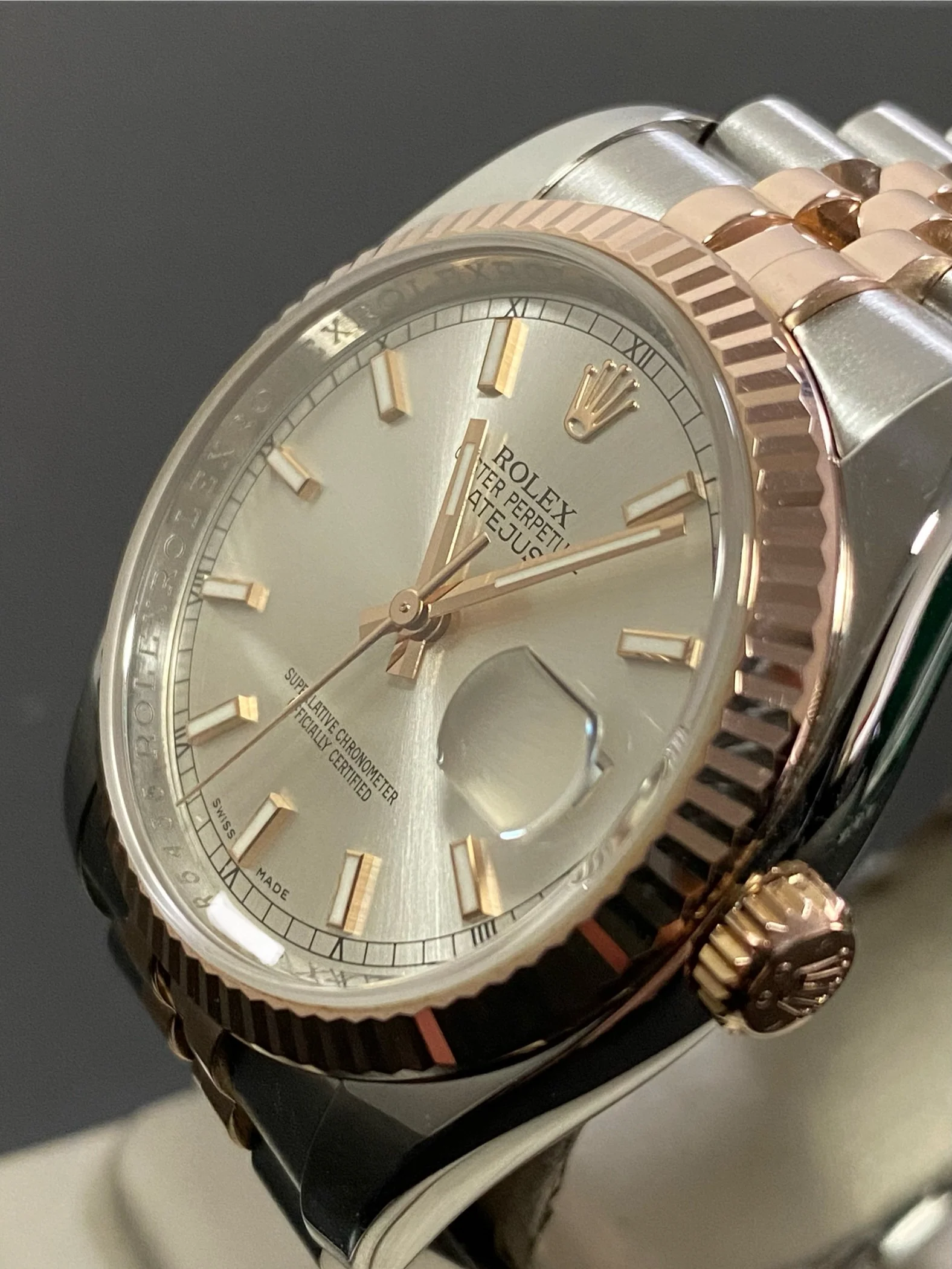Rolex Steel and Everose Gold Datejust 36 - Fluted Bezel - Sundust Dial - Jubilee Bracelet - 116231