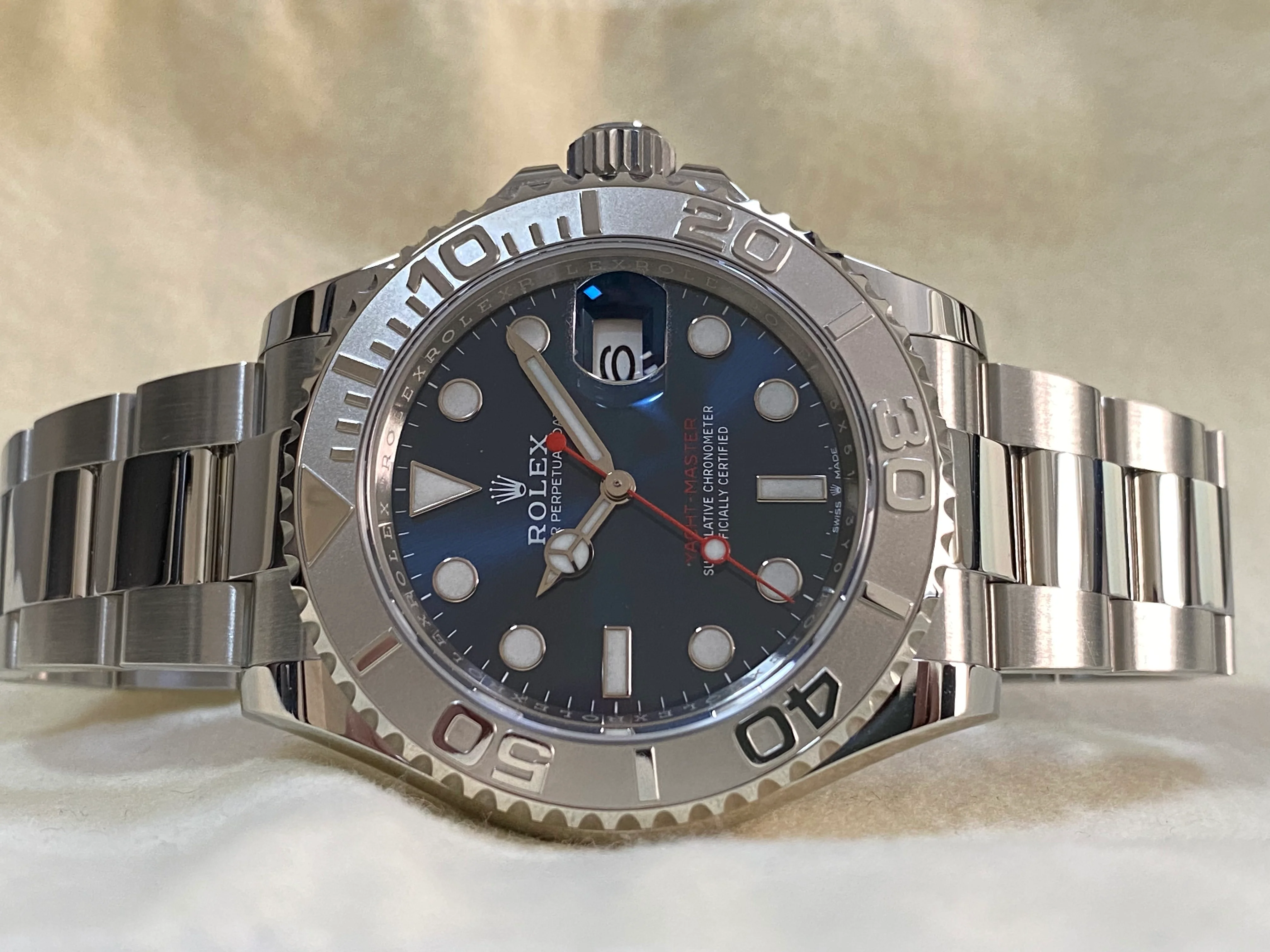Rolex Steel and Platinum Yacht-Master 40 - 2023- Blue Dial - Platinum Bezel - 126622