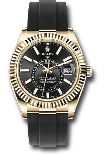 Rolex Yellow Gold Sky-Dweller Watch - Black Index Dial - Oysterflex Bracelet - 2023 - 326238 bki