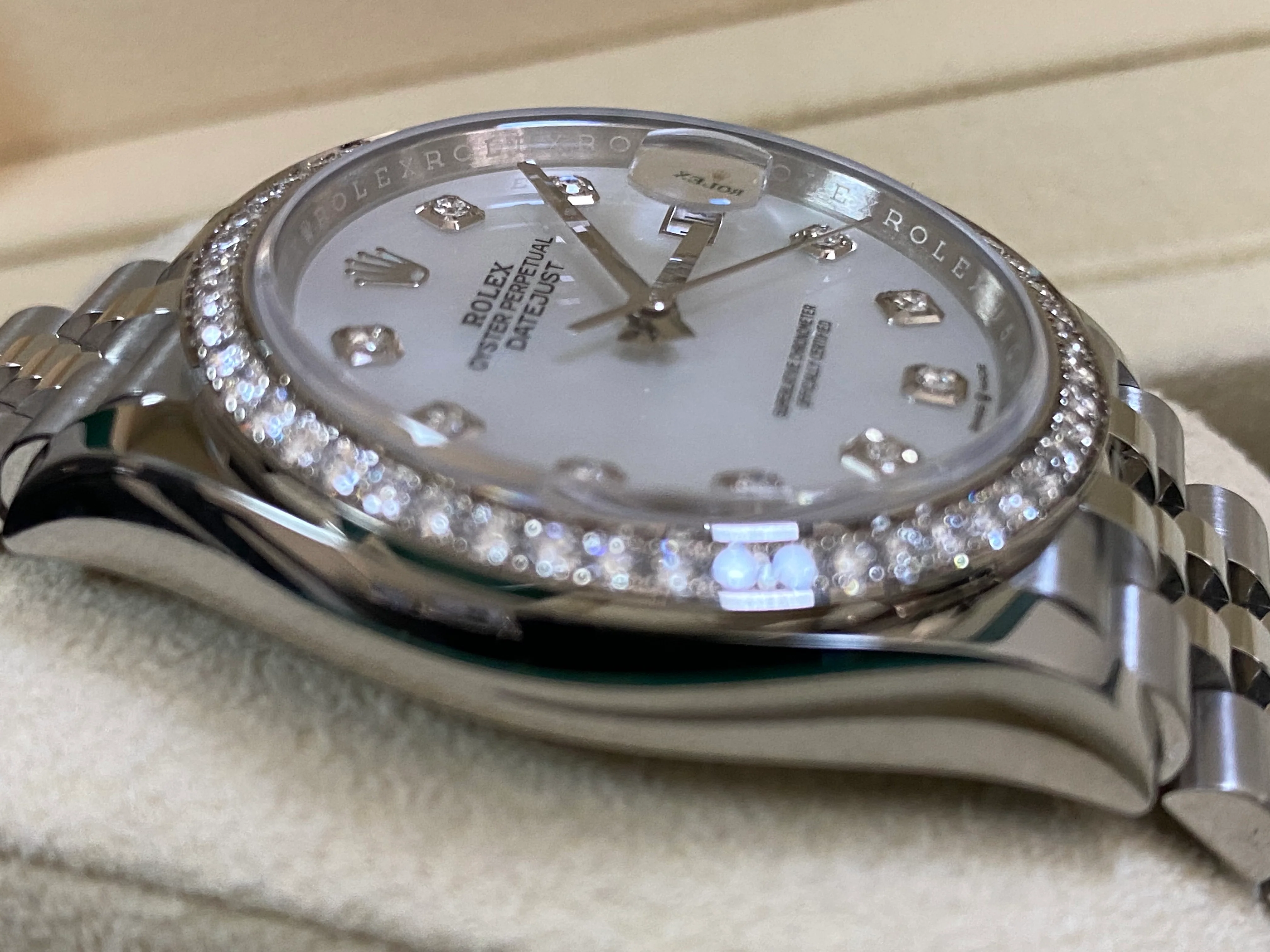 Rolex Steel Datejust 36 - 2024 - Diamond Bezel - Mother-of-Pearl Diamond Dial - Jubilee Bracelet - 126284RBR