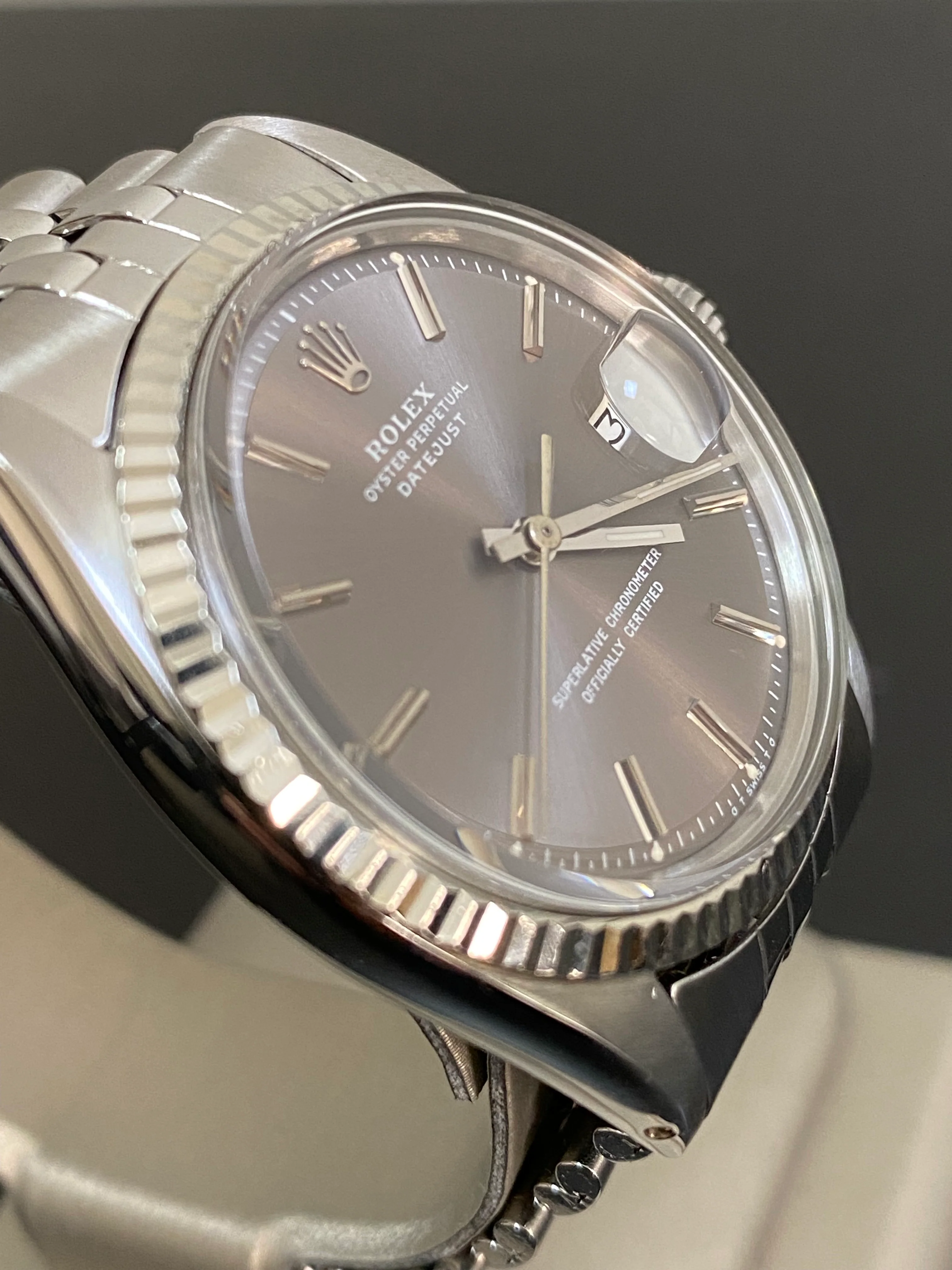 Rolex Steel Datejust 36 - Fluted Bezel - Grey Index Dial - Jubilee Bracelet - 1601