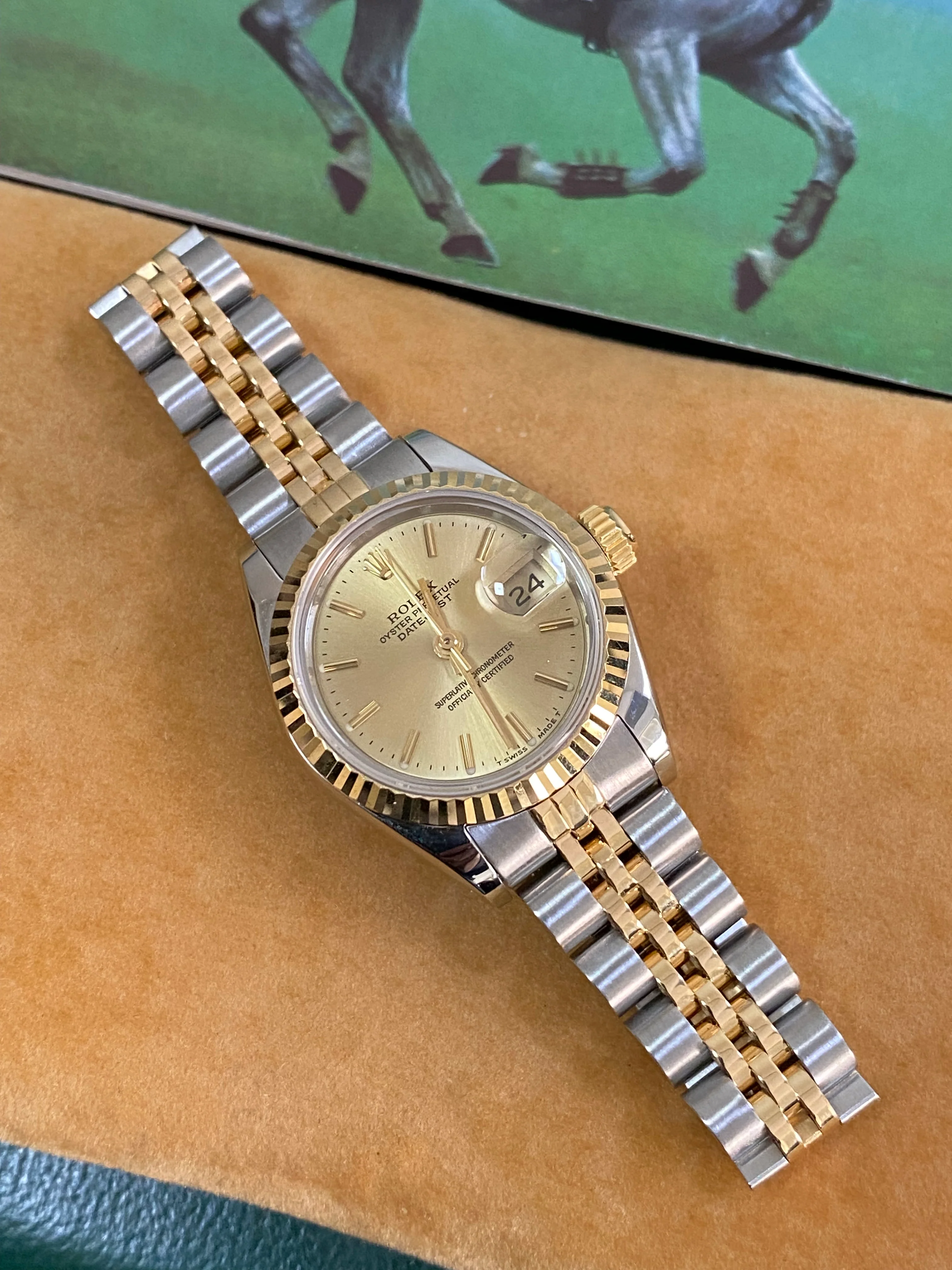 Rolex Steel and Yellow Gold Lady-Datejust - E serial- Fluted Bezel - Champagne Index Dial - Jubilee Bracelet - 69173