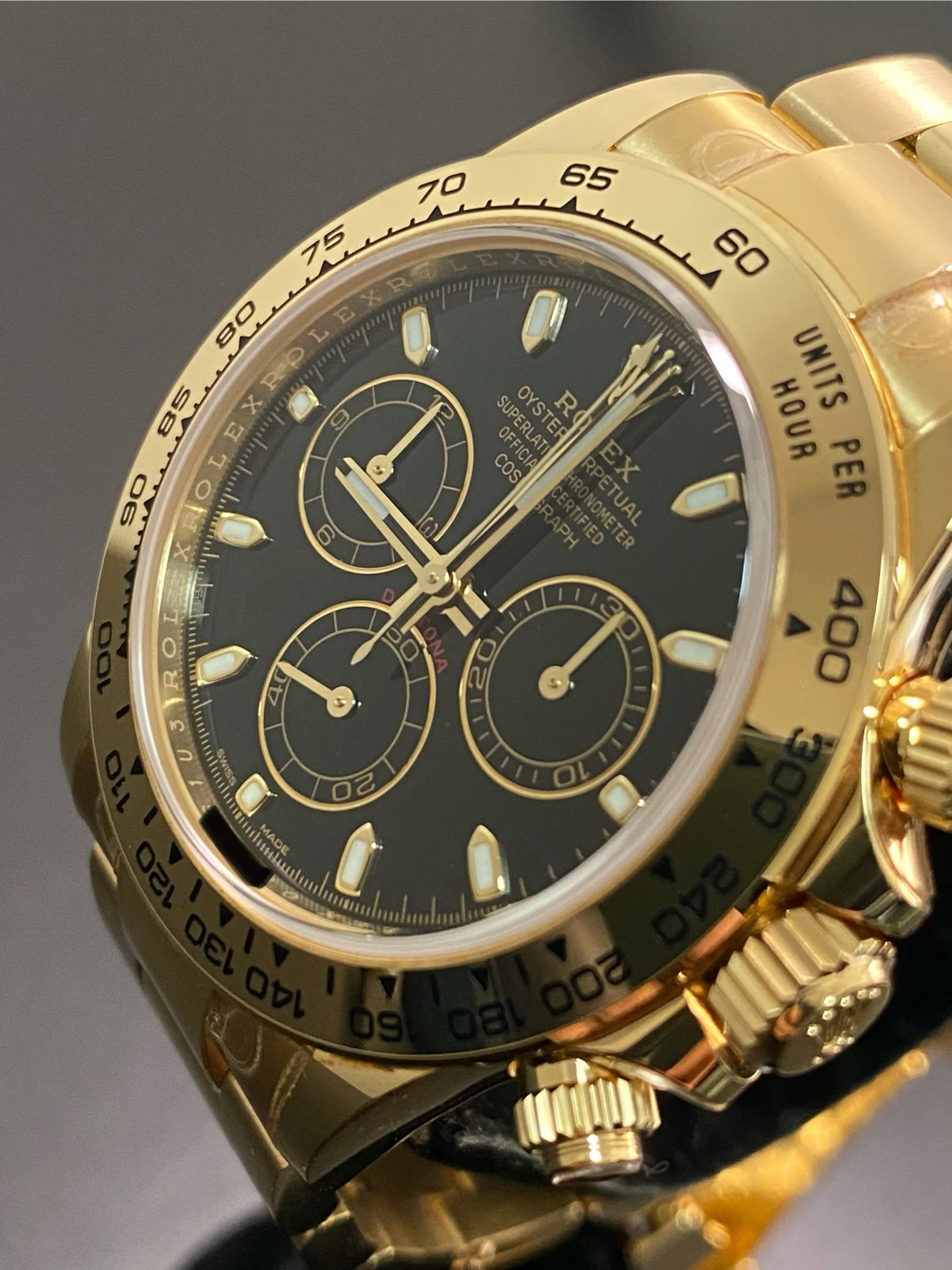 Rolex Yellow Gold Cosmograph Daytona - 2023 - Black Index Dial - 116508 *MOST STICKERS*