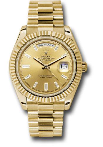 Rolex Yellow Gold Day-Date 40 - 2023 - Fluted Bezel - Baguette Diamond Dial - President Bracelet - 228238