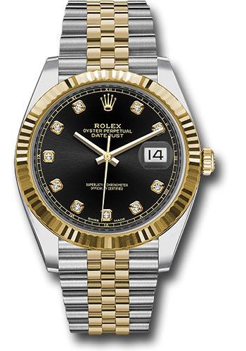Rolex Steel and Yellow Gold Datejust 41  - 2023 - Fluted Bezel - Black Diamond Dial - Jubilee Bracelet - 126333