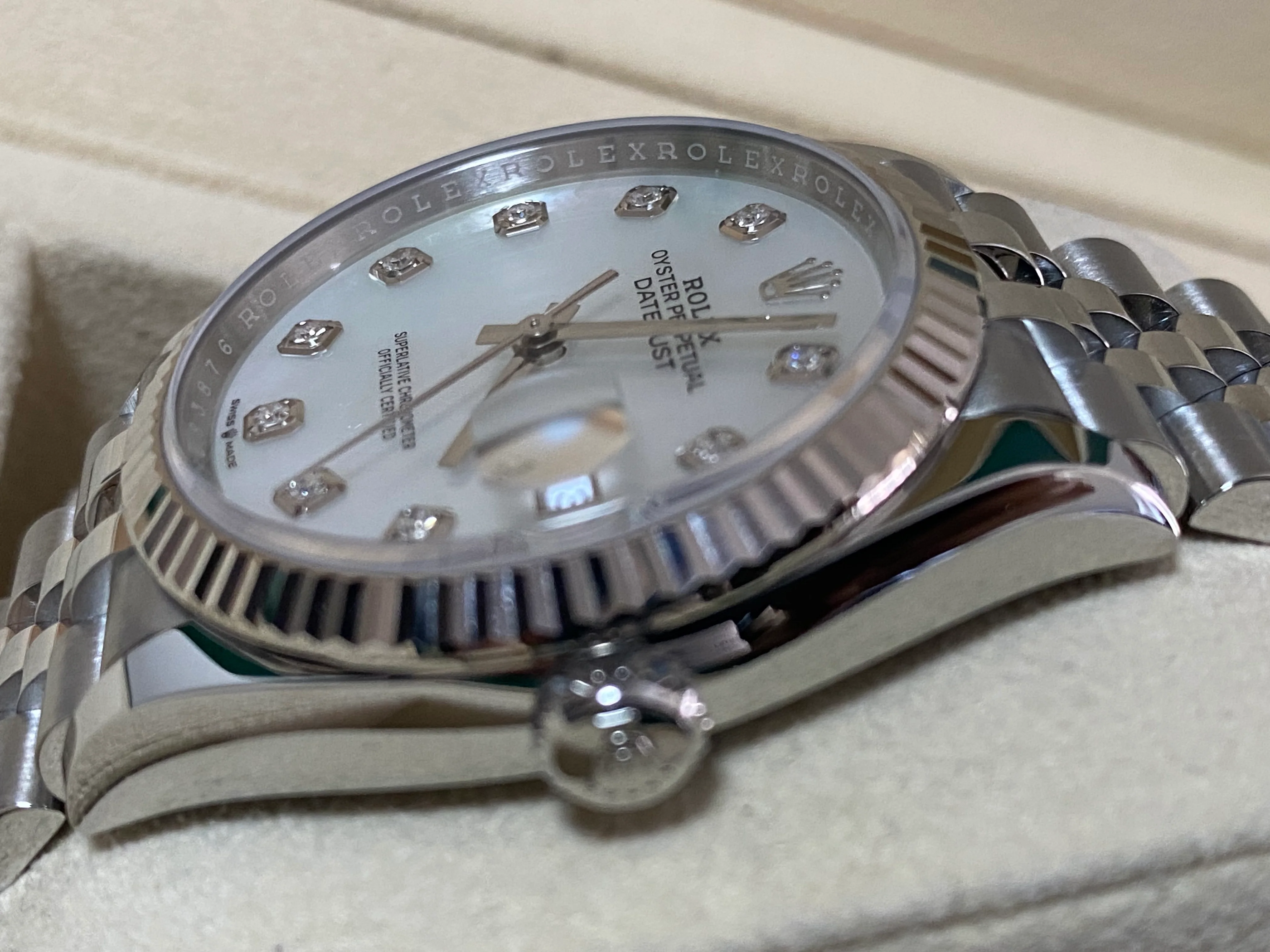 Rolex Steel Datejust 36 - 2024 - Fluted Bezel - Mother-of-Pearl Diamond Dial - Jubilee Bracelet - 126234 *FULL SET*
