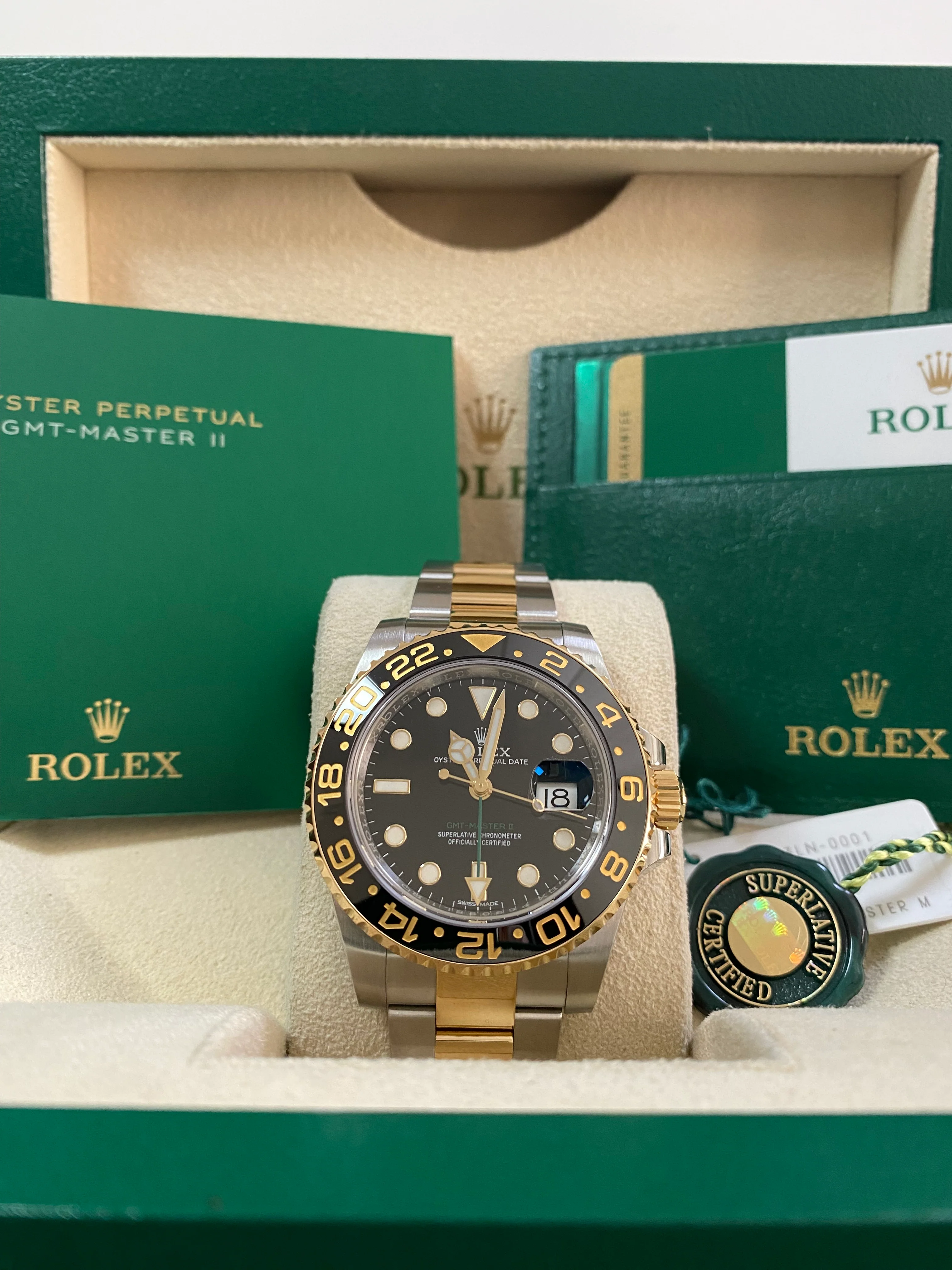 Rolex Steel and Yellow Gold GMT-Master II - 2018 - Black Bezel - Black Dial - Oyster Bracelet - 116713LN *FULL SET*