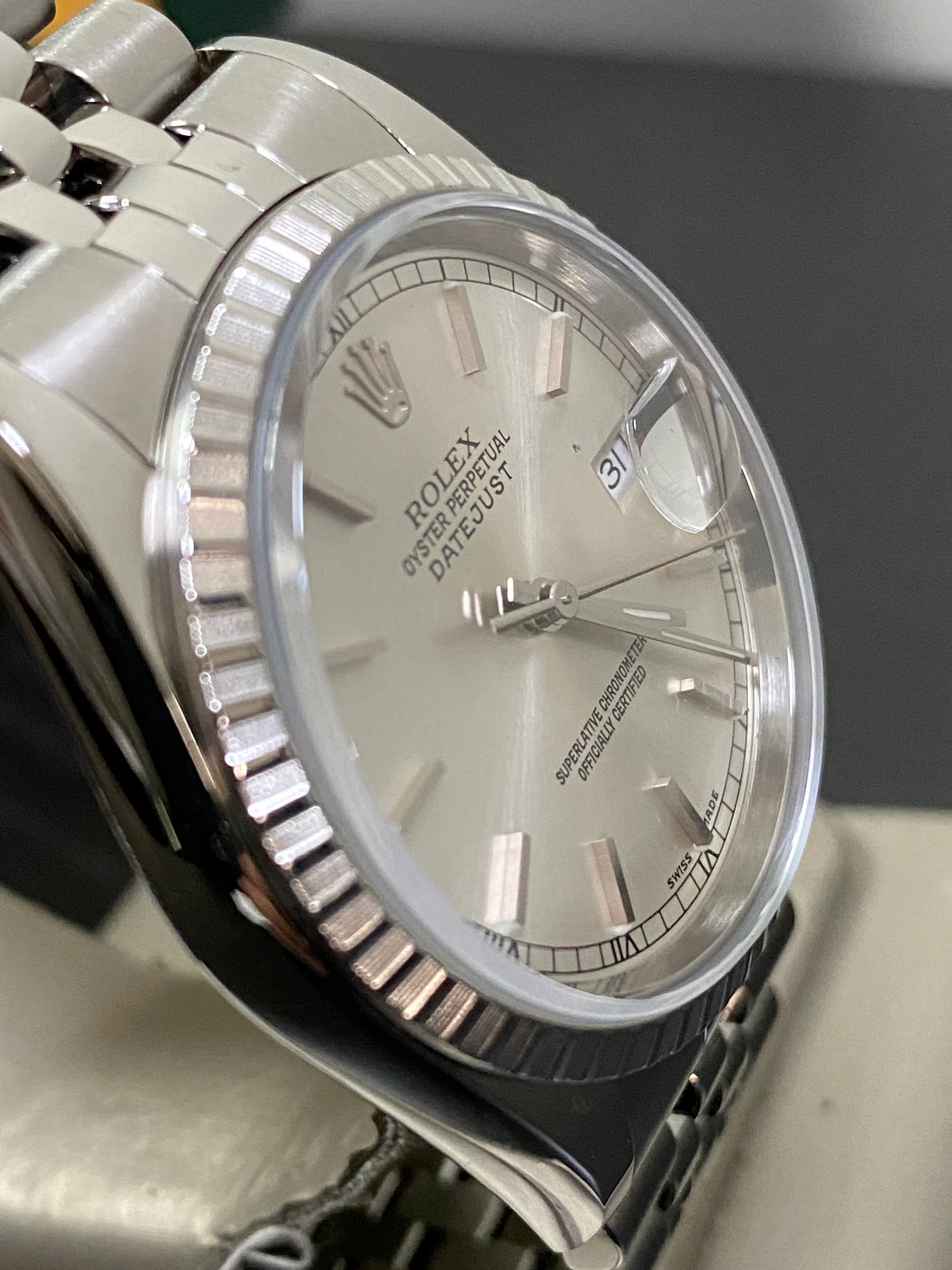 Rolex Steel Datejust 36 - F Serial - Fluted Bezel - Silver Index Dial - Jubilee Bracelet - 16220