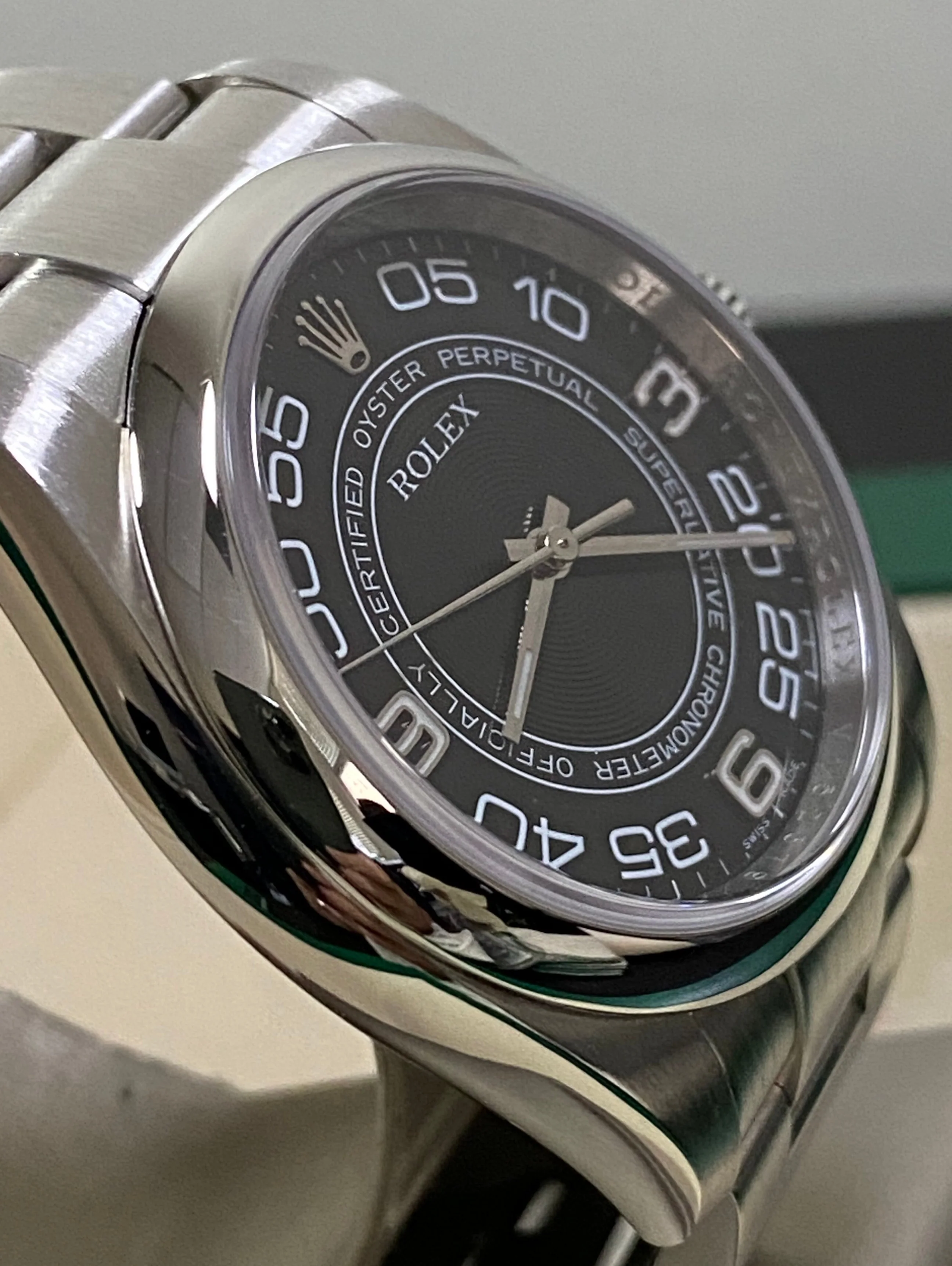 Rolex Steel Oyster Perpetual 36 - 2009 - Domed Bezel - Black Concentric Dial - 116000
