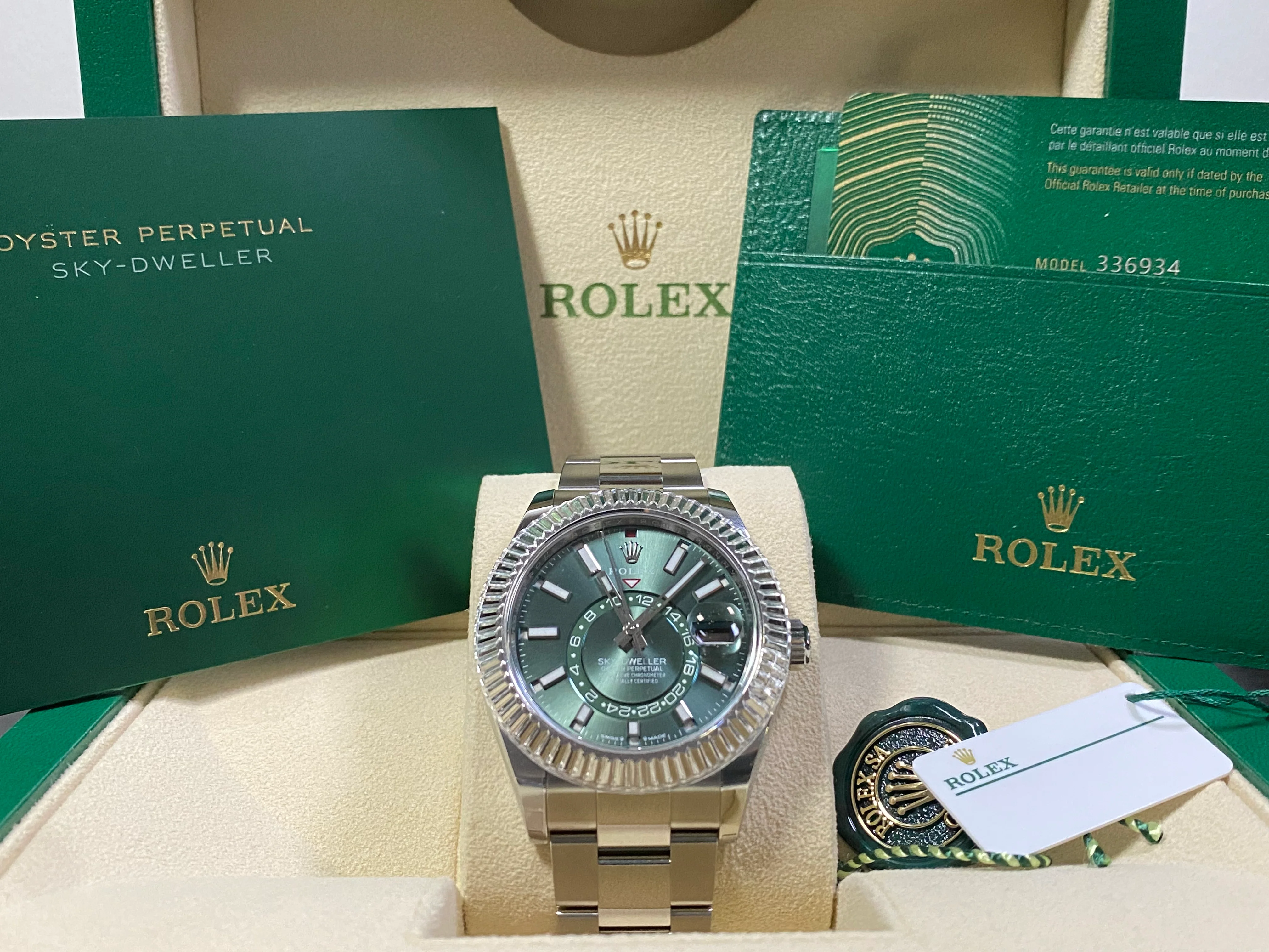 Rolex Steel Sky-Dweller - 2023 - Mint Green Dial - Oyster Bracelet - 336934