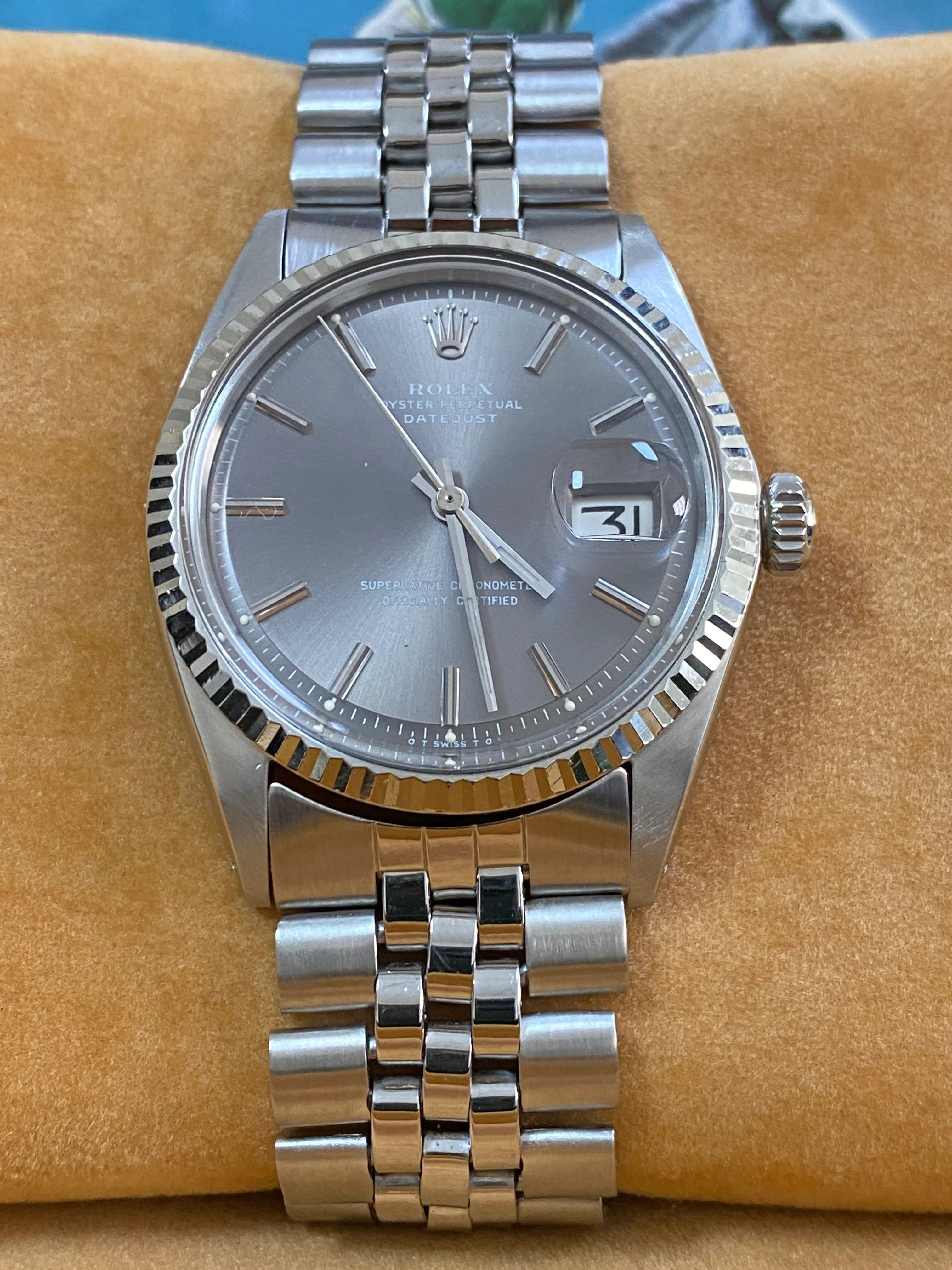 Rolex Steel Datejust 36 - Fluted Bezel - Grey Index Dial - Jubilee Bracelet - 1601