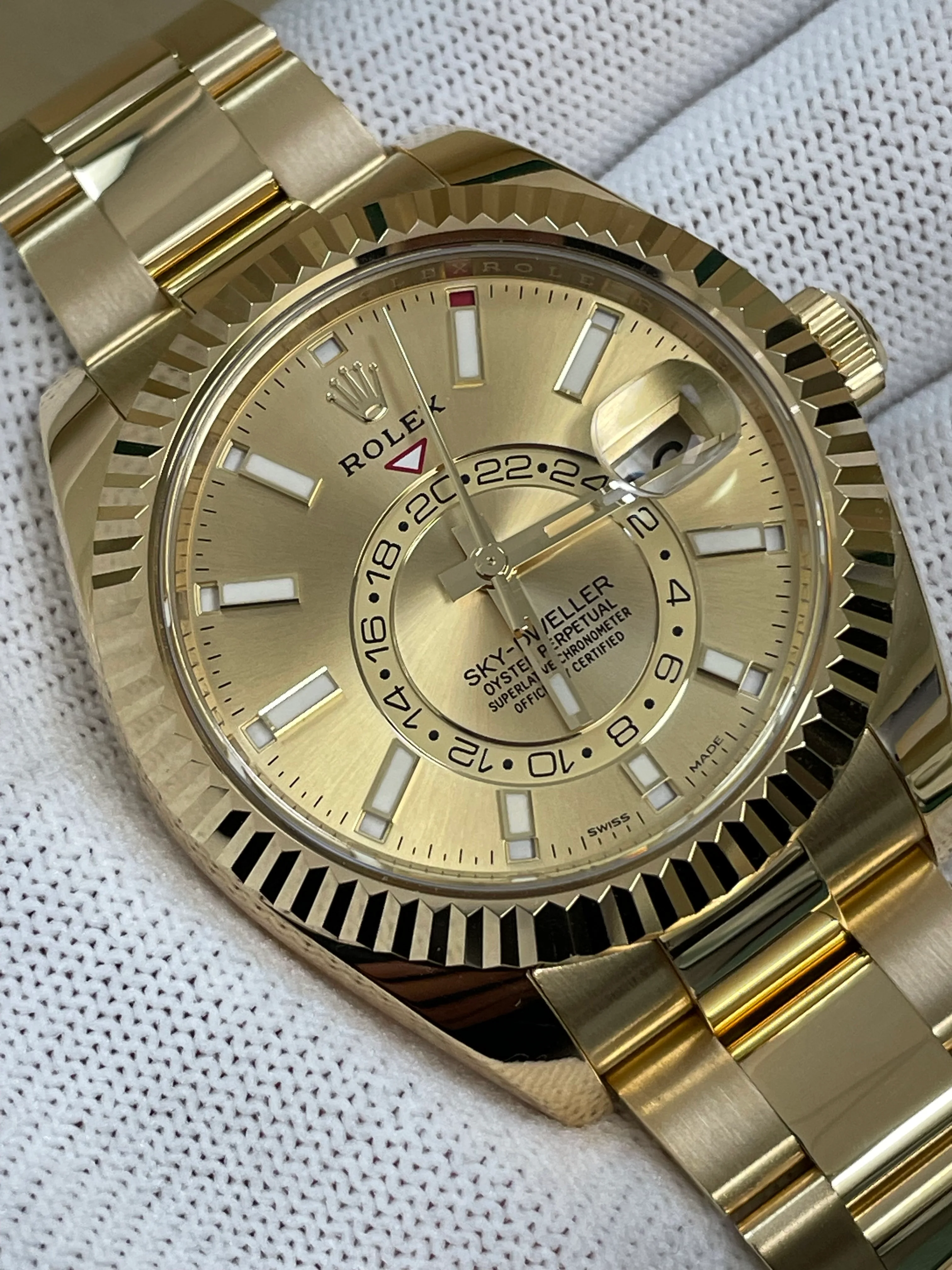 Rolex Yellow Gold Sky-Dweller - 2023 - Champagne Index Dial - Oyster Bracelet - 326938